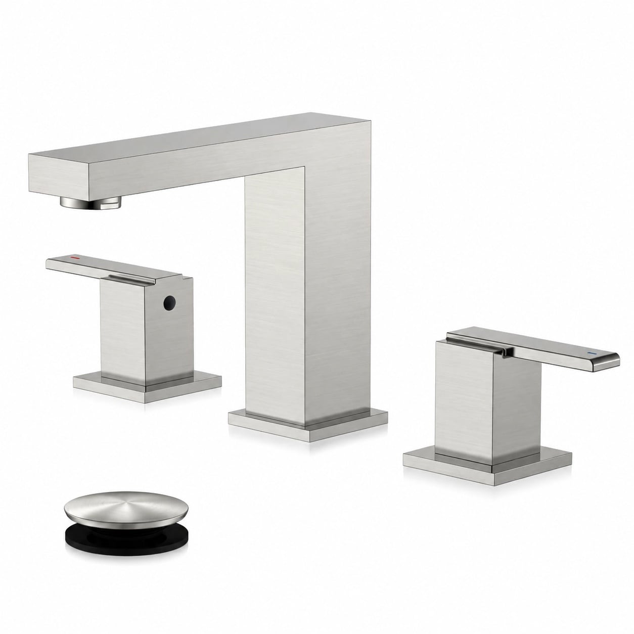 KIWDZFU -  Brushed Nickel Widespread Bathroom Sink Faucet Two Handle 8 Inch 3 Hole Vanity Faucet ...