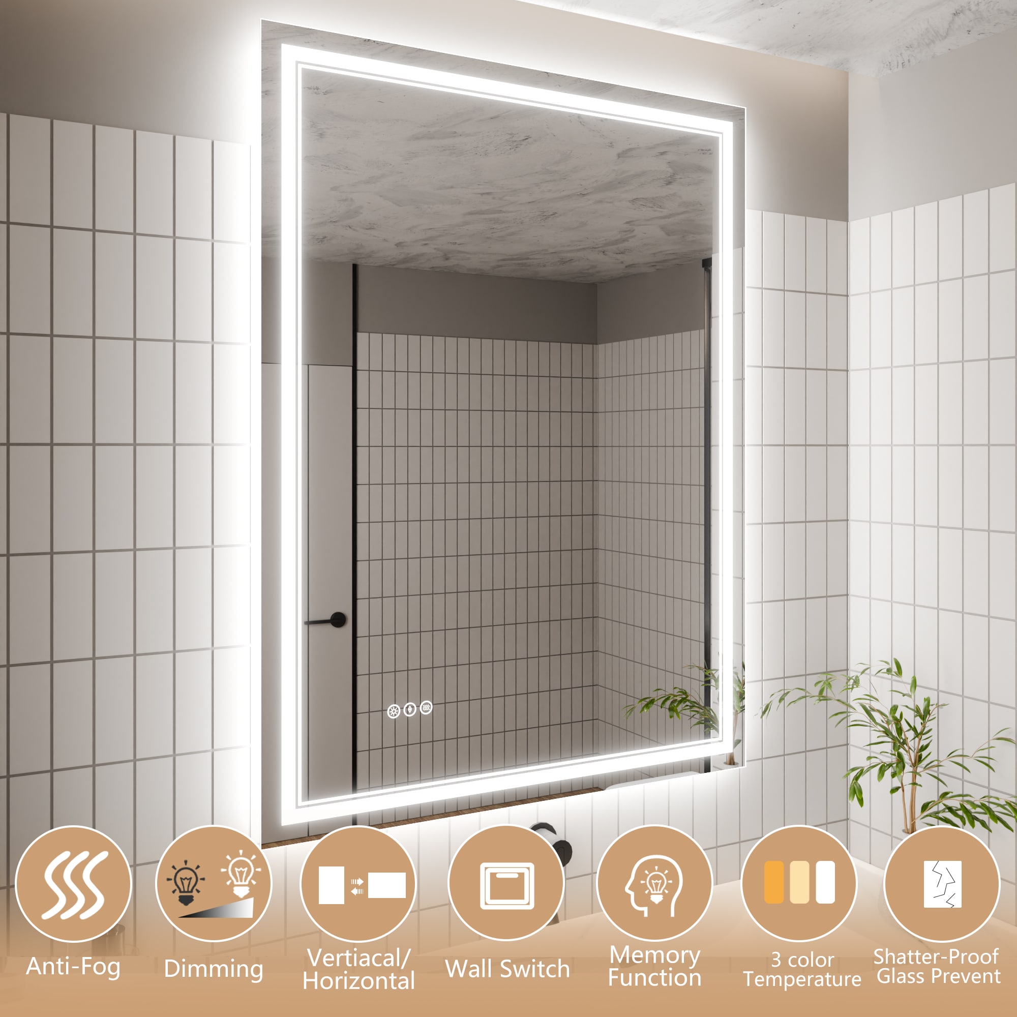 WELLFOR EX-TF3648 Framed-Bath-Mirrors - View #3