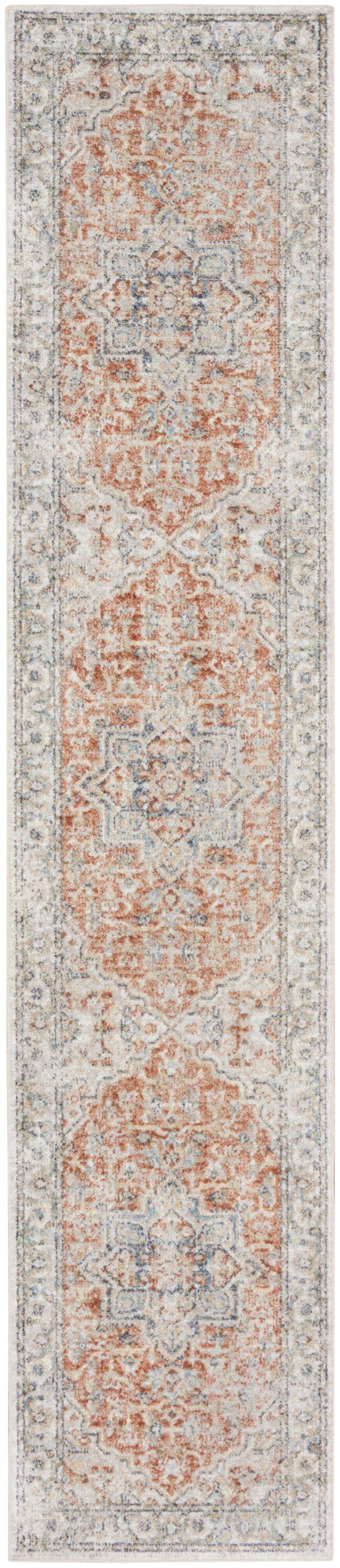 Gold Multicolor Flat Woven Synthetic Medallion Runner Rug