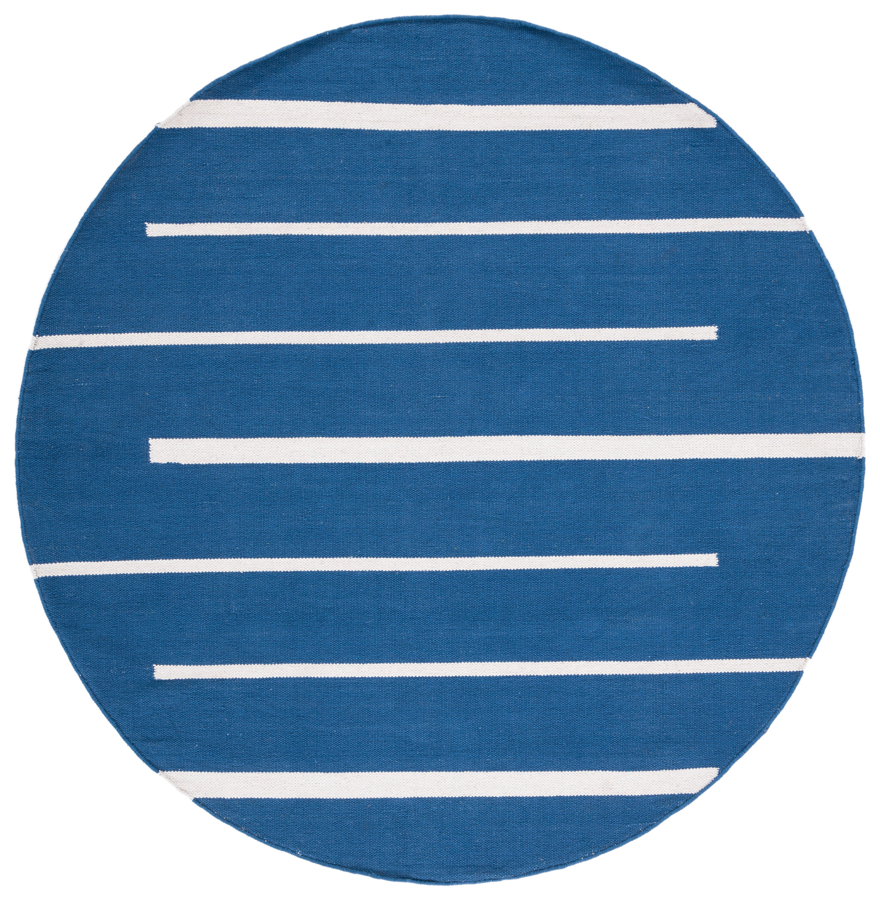 Safavieh MTK311N-6R Montauk Odoarda 6 x 6 (ft) Cotton Navy/Ivory Round Indoor Stripe Bohemian/Eclectic Area rug