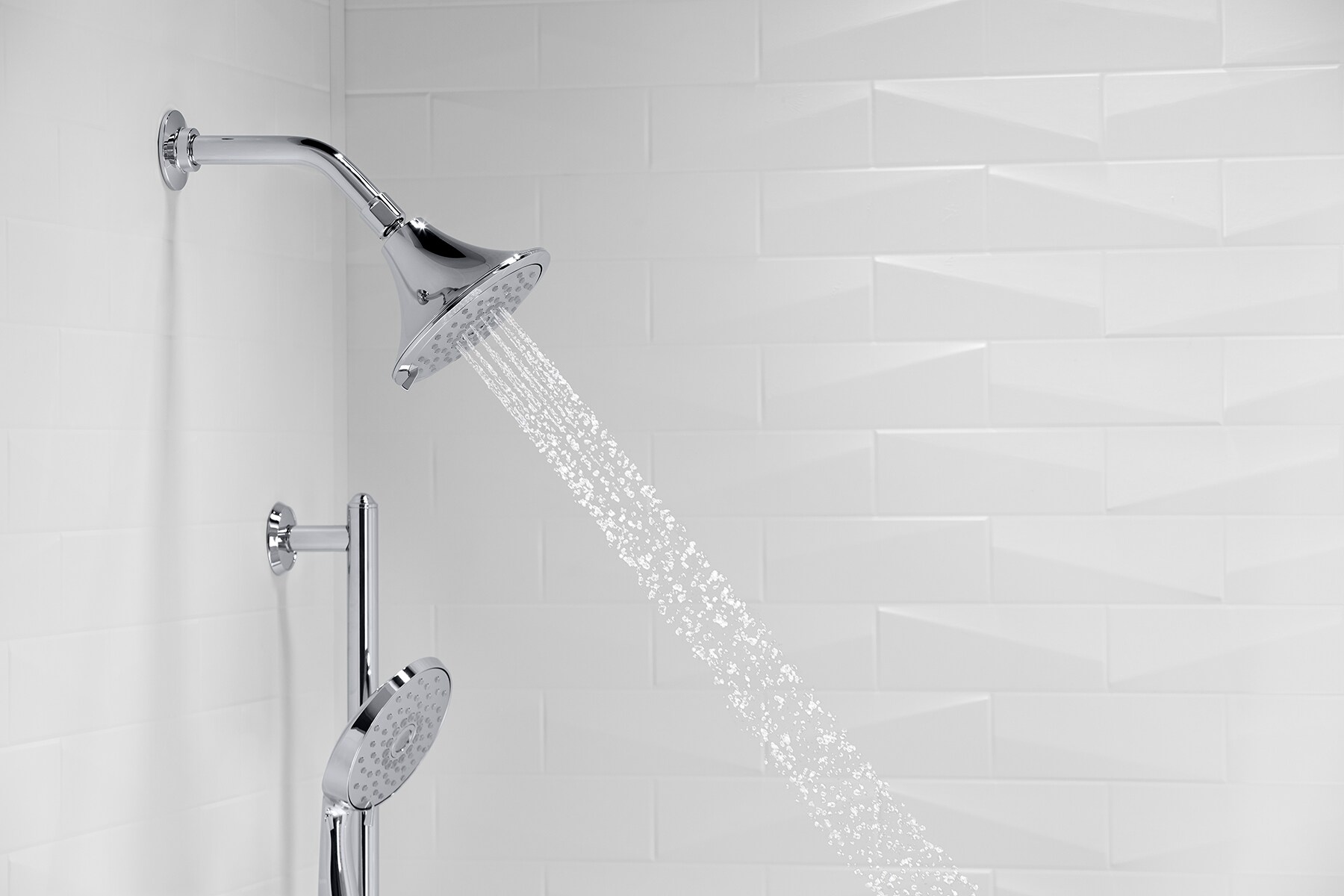 Polished Chrome Multi-Function Wall Mounted Showerhead