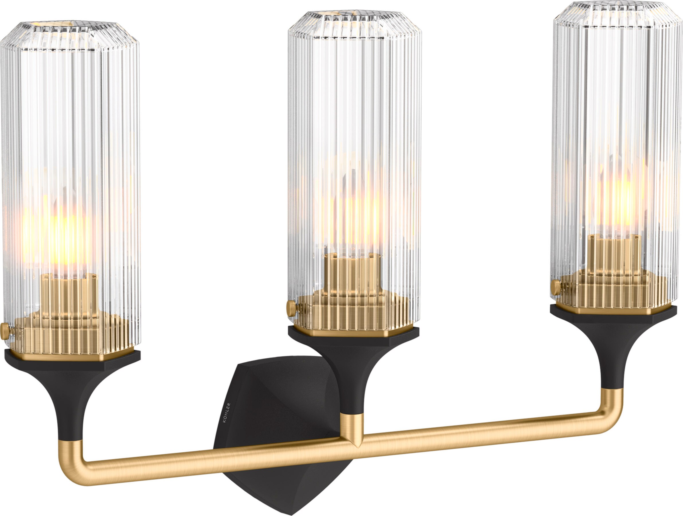 KOHLER Occasion 2-Light Black with Brass Trim Wall Sconce