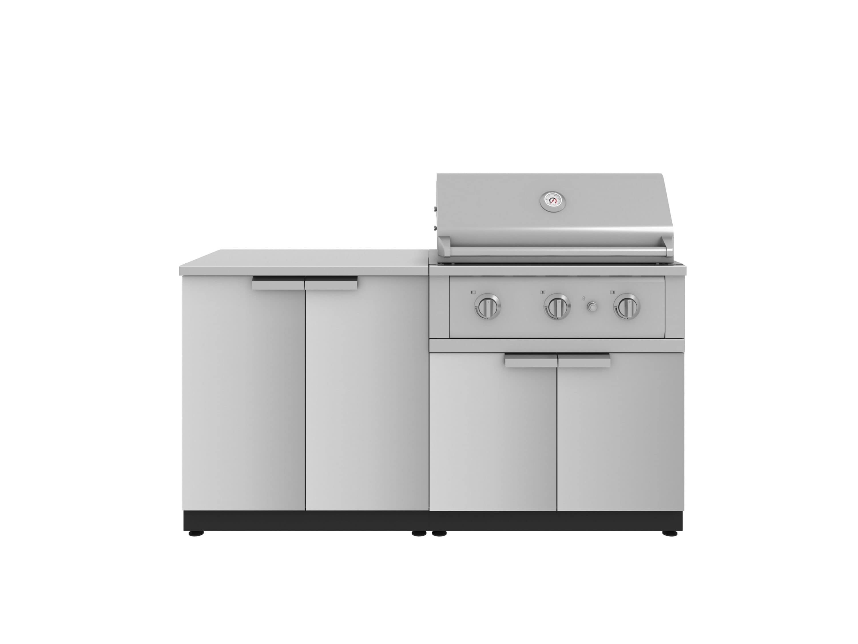 NewAge Products 67254 Classic Stainless Steel Cabinets Performance Grill 4 -Piece 65-in W x 24-in D x 48.5-in H Modular Outdoor Kitchen Set 3 Burners