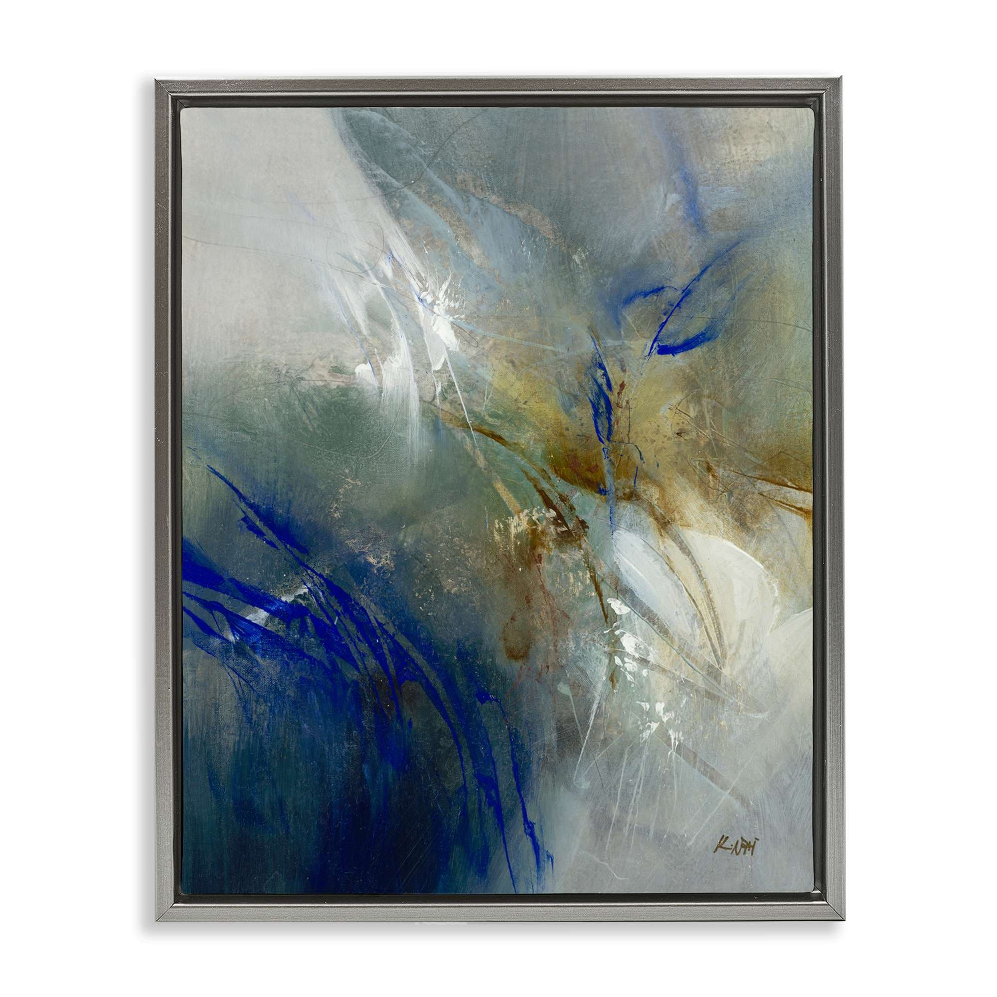 Stupell Industries BS-620-FFL-16X20 Blue and Neutrals Distortion Floating Frame design by K. Nari