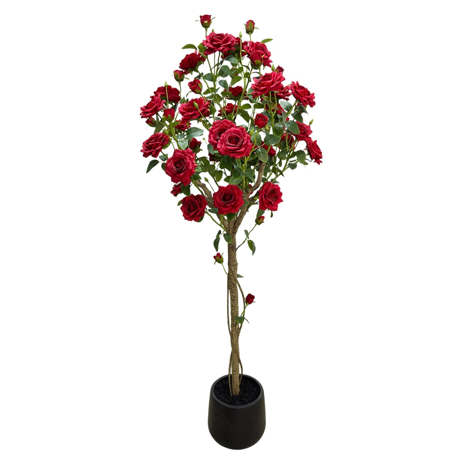 IdealHouse - Faux 59 Inches Rose Tree Realistic Silk Flower Plant and Plastic Trunk in Decoration...