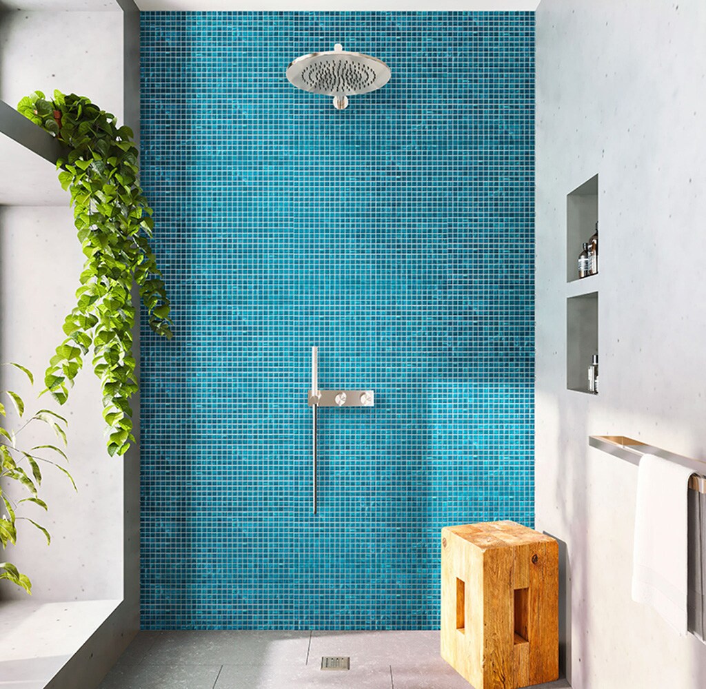 Apollo Tile Celestial Pacific Blue 12-in x 12-in Glossy Glass Uniform Squares Floor and Wall Tile (20-sq. ft/ Carton)