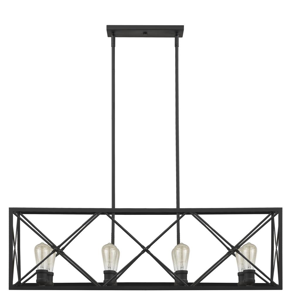 Brooklyn Matte Black 8-Light Island Pendant with Metal Framework
