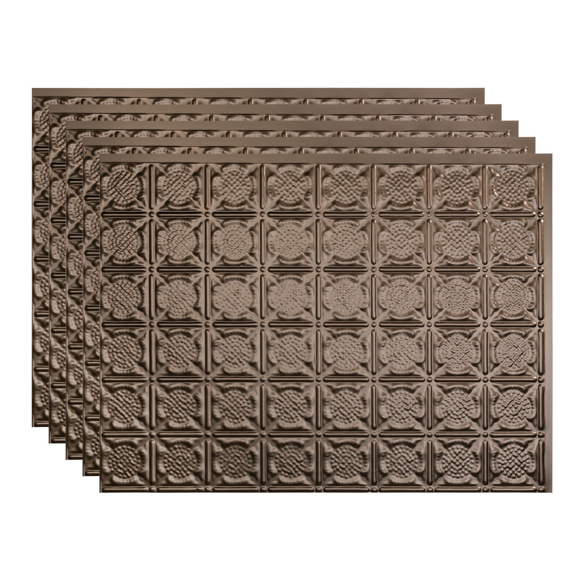 Fasade PB5628 Traditional 6 18.25-in x 24.25-in Vinyl Argent Bronze Backsplash Panels 5.0 -Pack