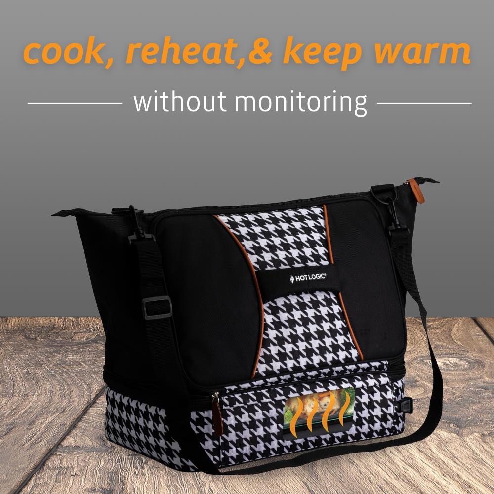 HOTLOGIC 3 qt. Black and White Food Heat Warming Tote Lunch Bag