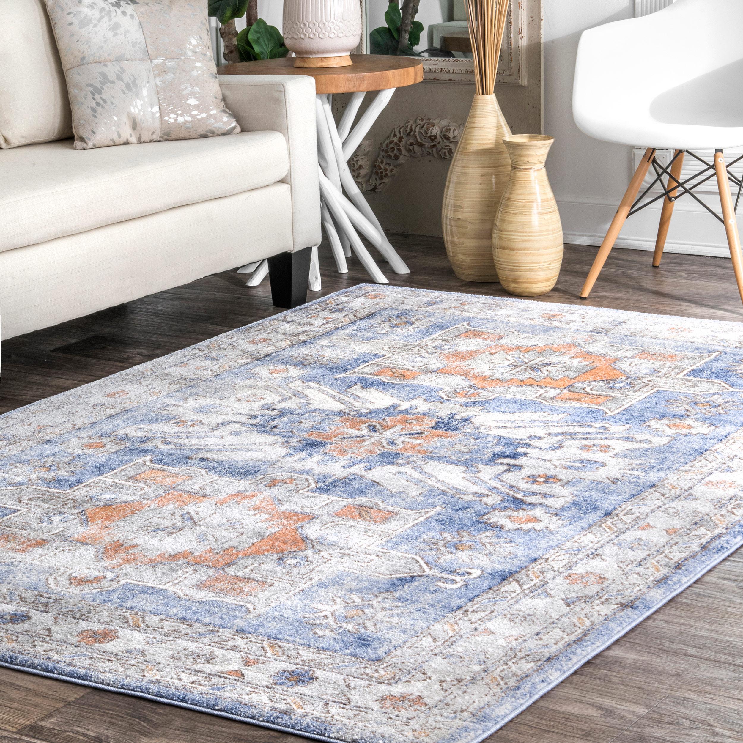 nuLOOM Rebecca 2 X 8 (ft) Dark Blue Indoor Floral/Botanical Runner Rug ...