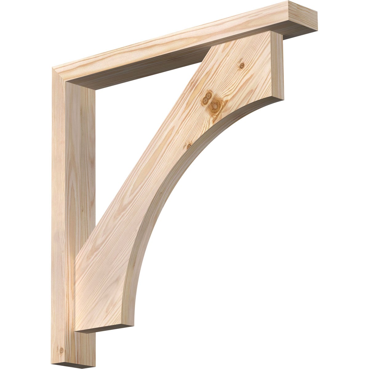 Ekena Millwork 1464623 Westlake Block Smooth Bracket with Offset Brace Douglas Fir Wood Standard Bracket