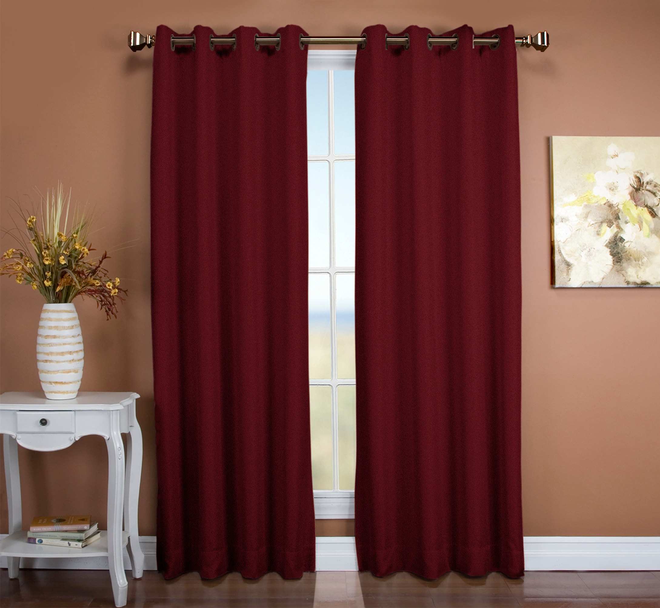 Ricardo Trading 02518-79-096-16 96-Inches Rose Blackout Grommet Single curtain panel