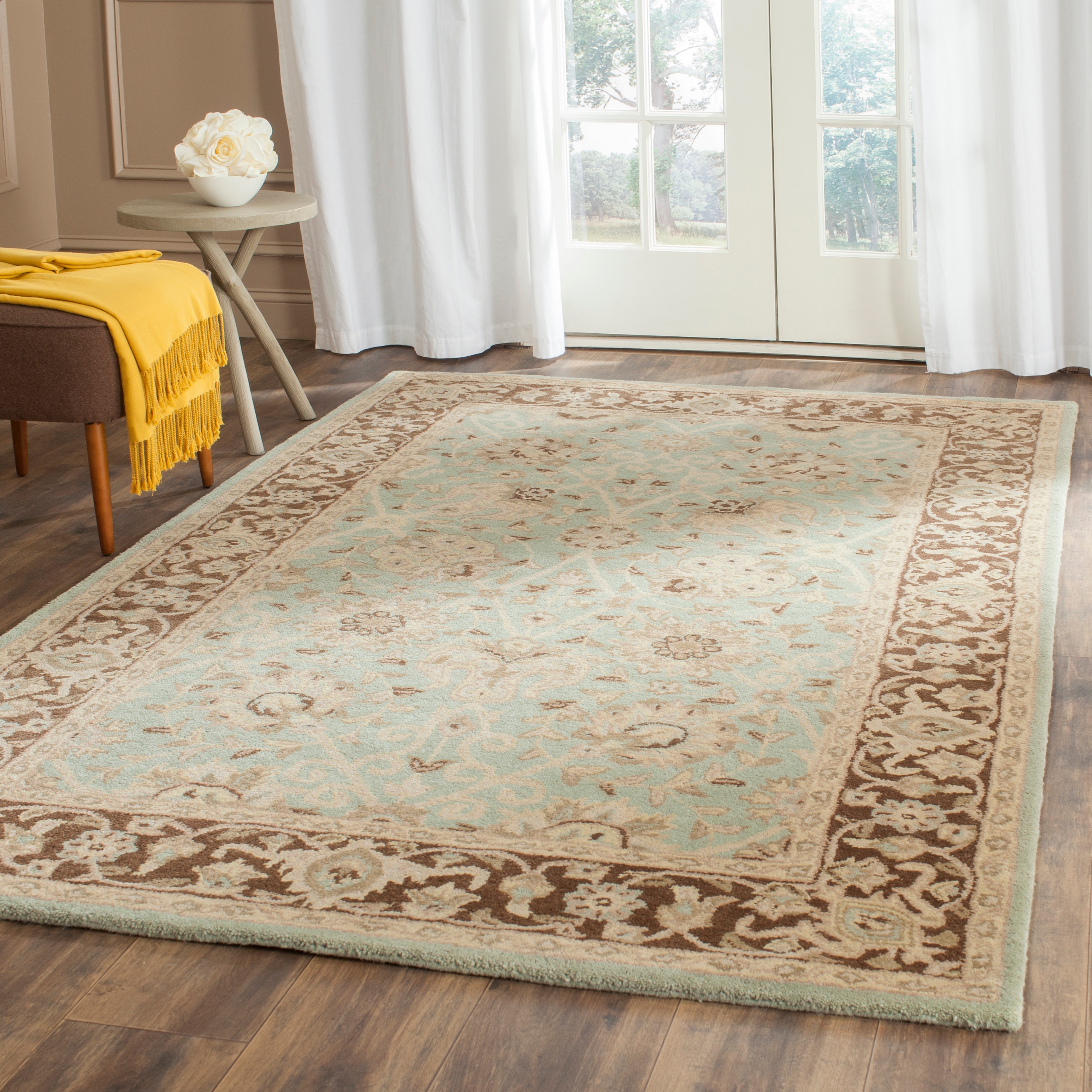  At21 Green/Brown Traditional 4ft x 6ft Small Rectangle Rug