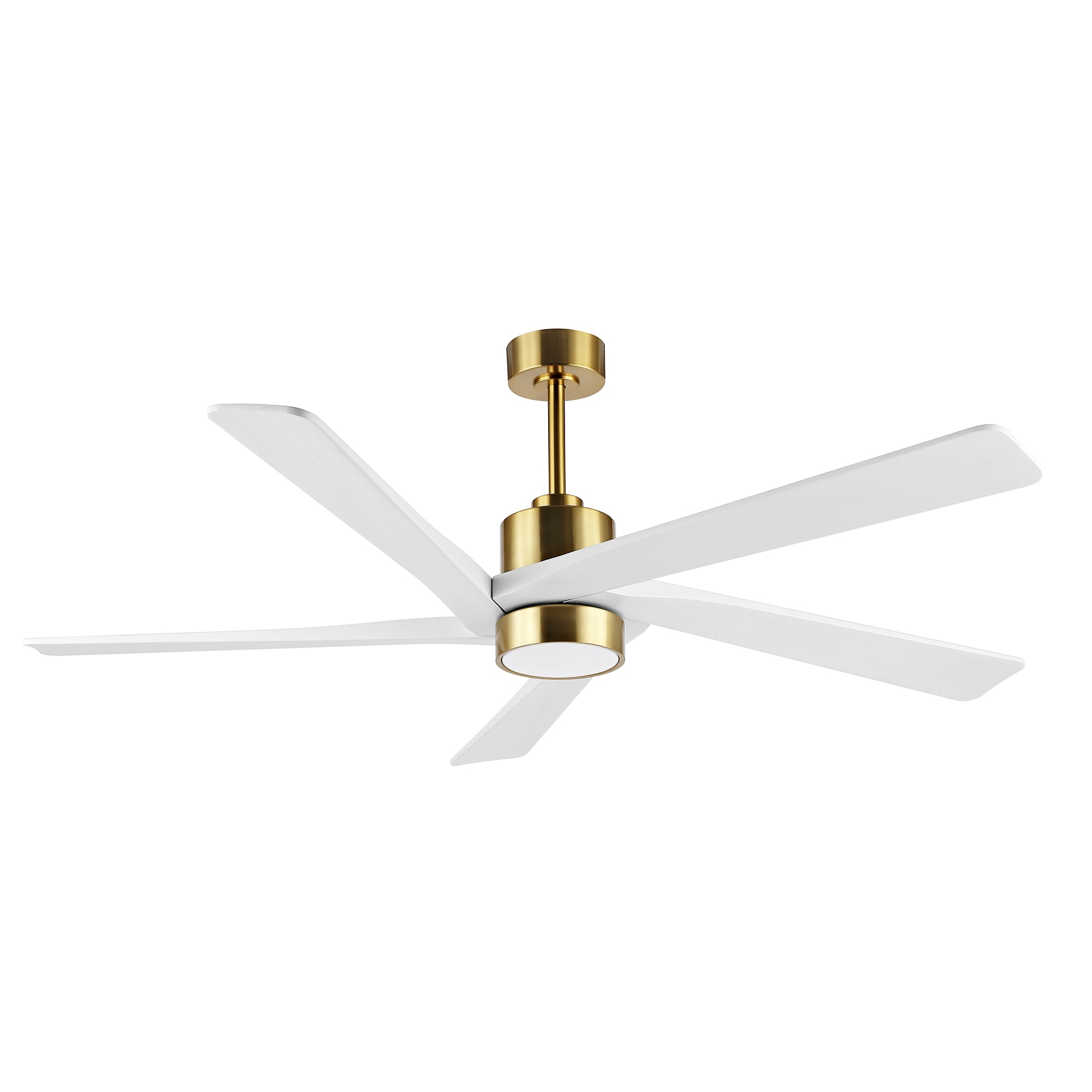GETLEDEL LECF-BS09-WT 64-in Color-Changing Integrated LED Gold with White Blades Ceiling Fan With Light - Remote Included ( 5 -Blade )