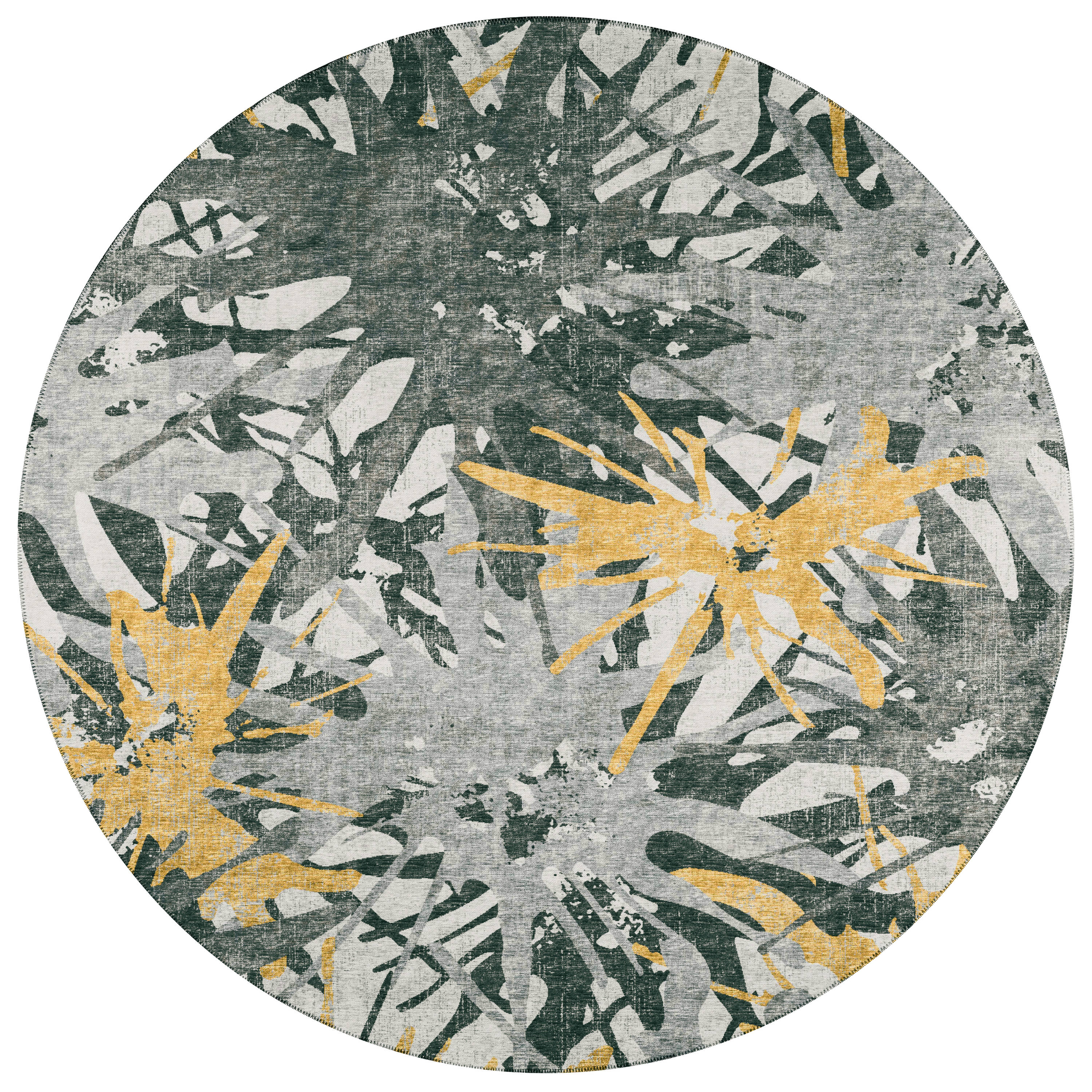 Addison Rugs ABV36GI8RO Bravado 8 x 8 (ft) Chenille Gilded Round Indoor/Outdoor Abstract Southwestern Area rug