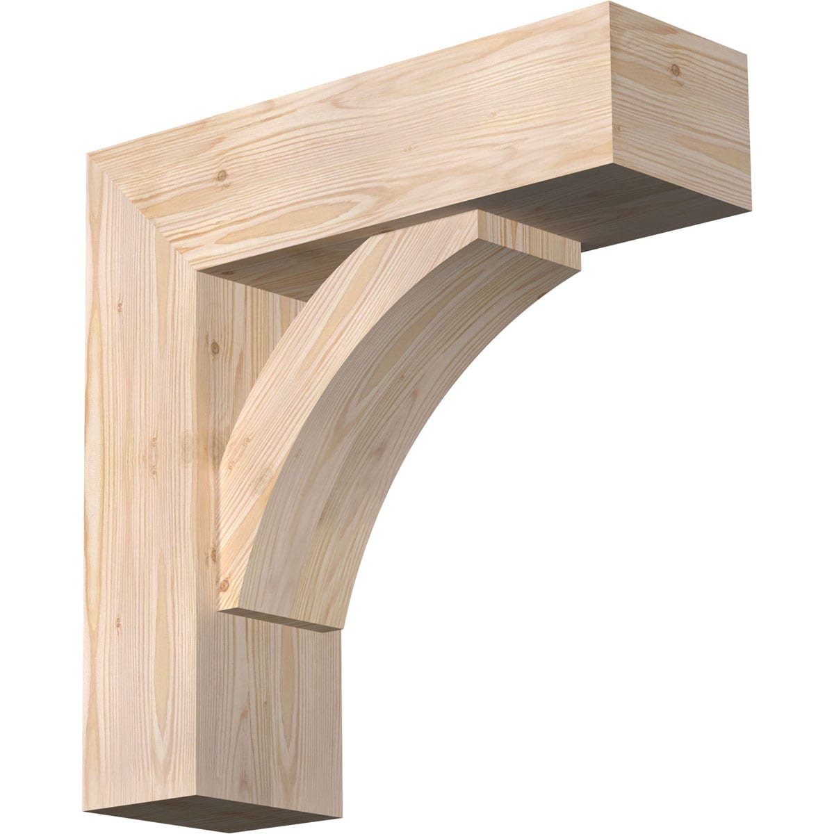 Ekena Millwork 1464174 Thorton block smooth bracket with offset brace Douglas Fir Wood Standard Bracket