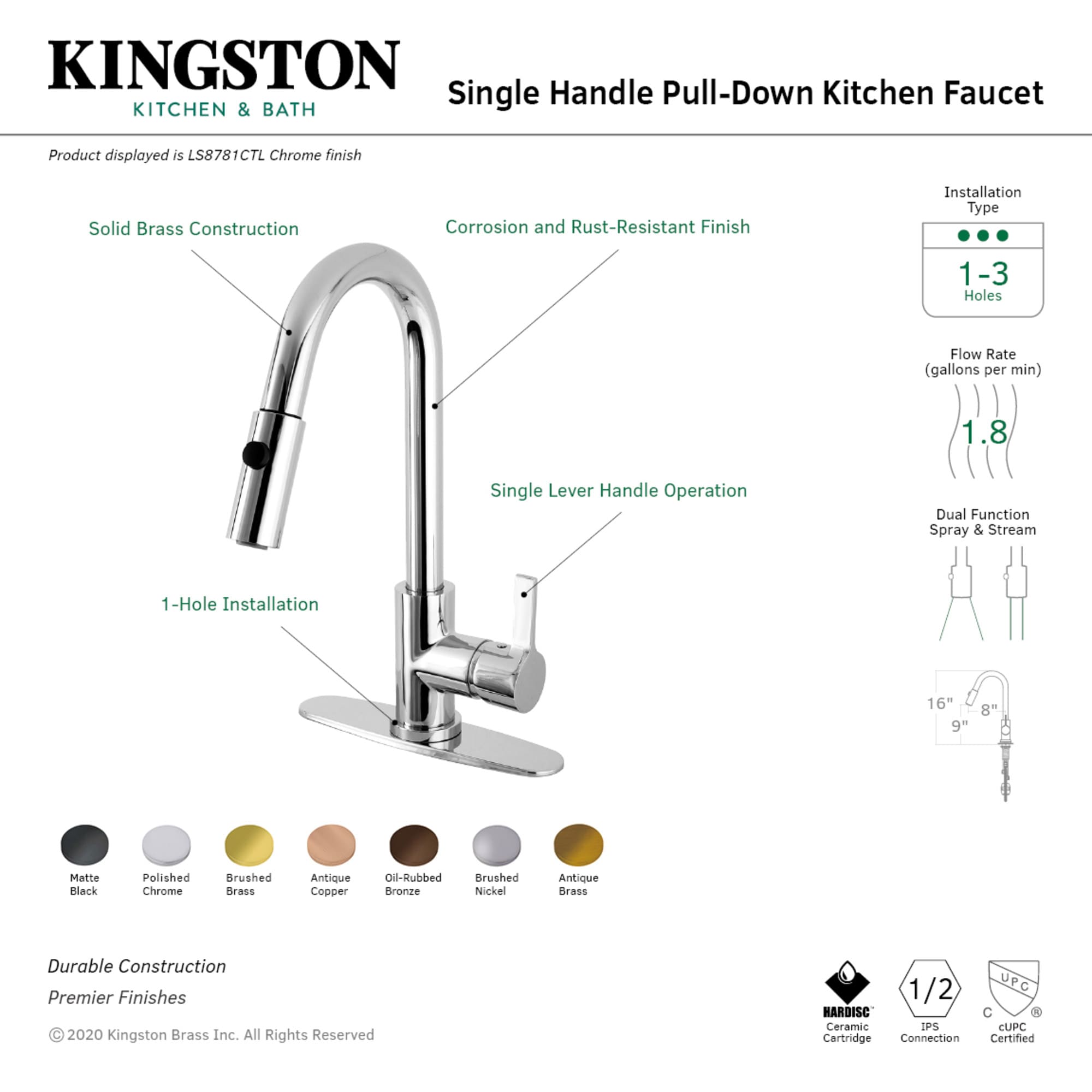 Kingston Brass WLLS8788CTL Kitchen-Faucets - View #3