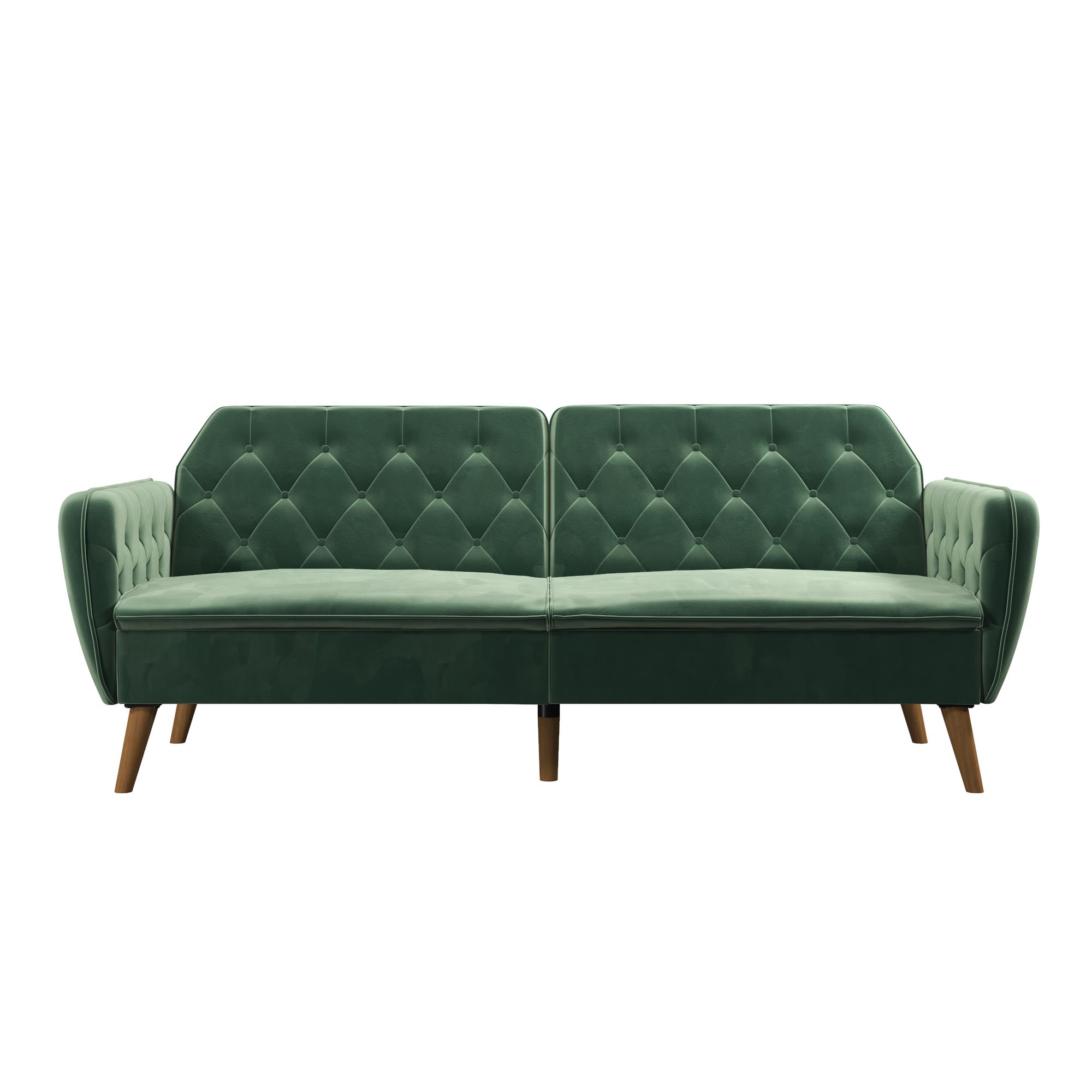 The Novogratz Novogratz Tallulah Memory Foam Futon, Light Green Velvet