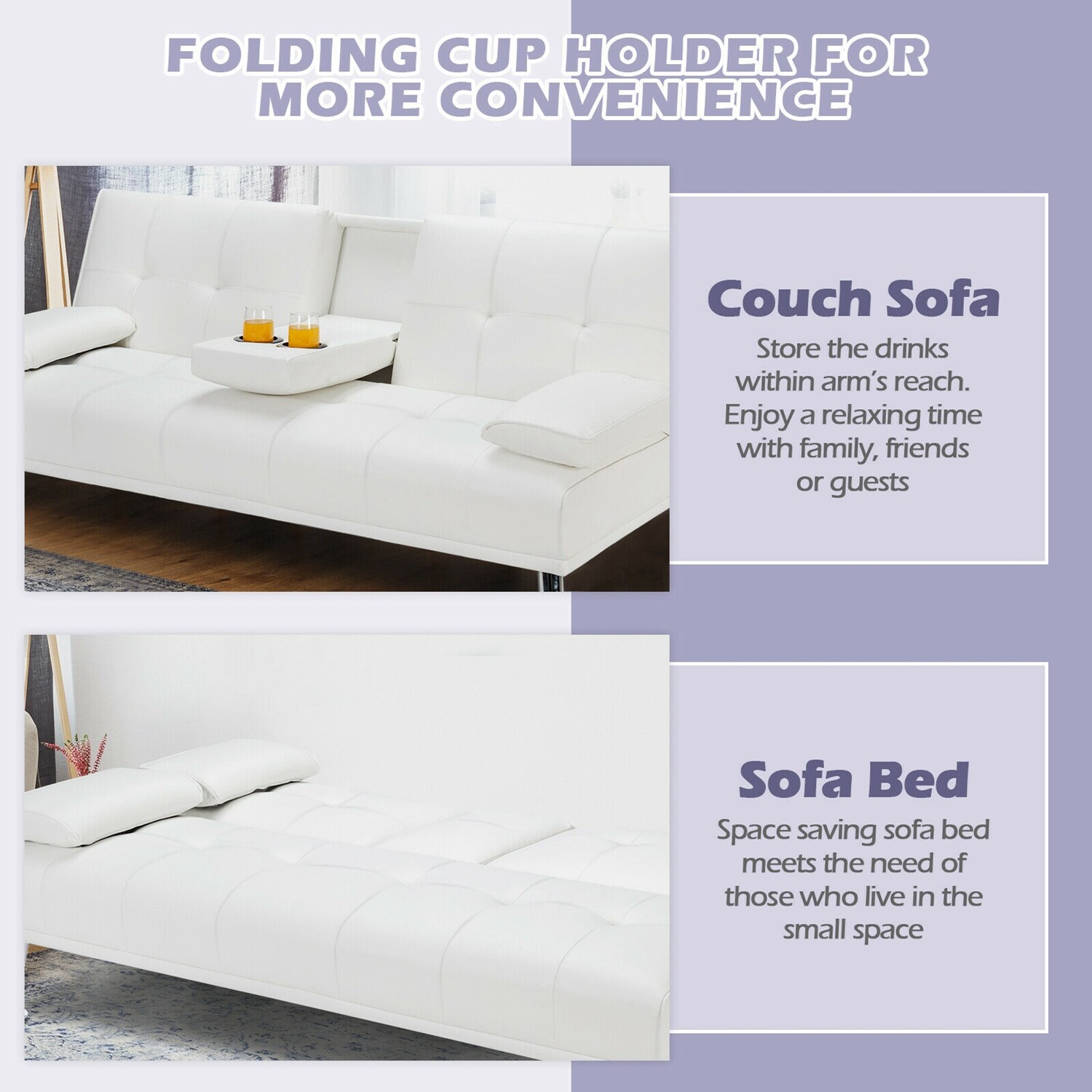 Wellfor Convertible Folding Futon Sofa