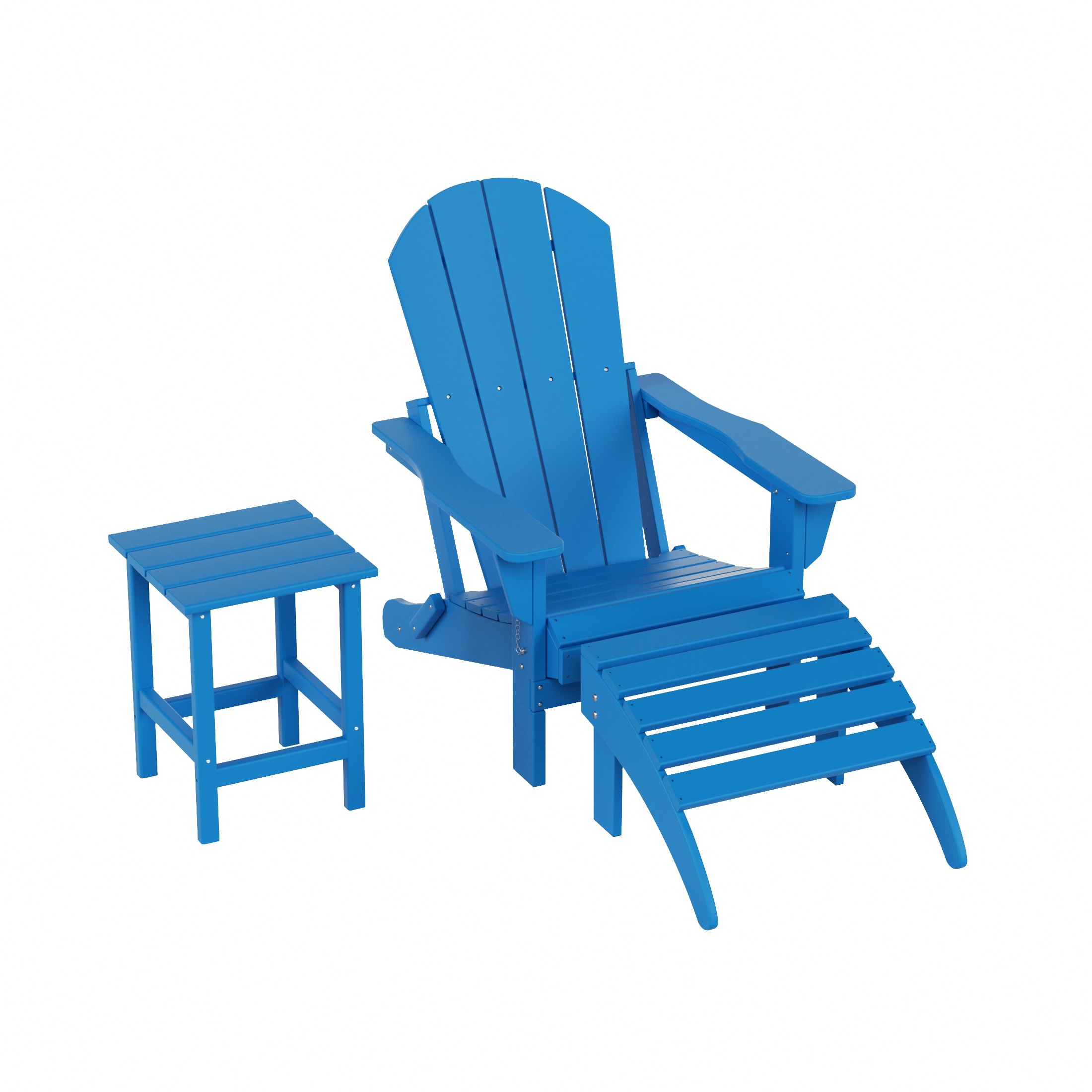 Westin Furniture 2001AOC-PB Laguna Pacific Blue HDPE Frame Stationary Adirondack Chair with Slat Seat