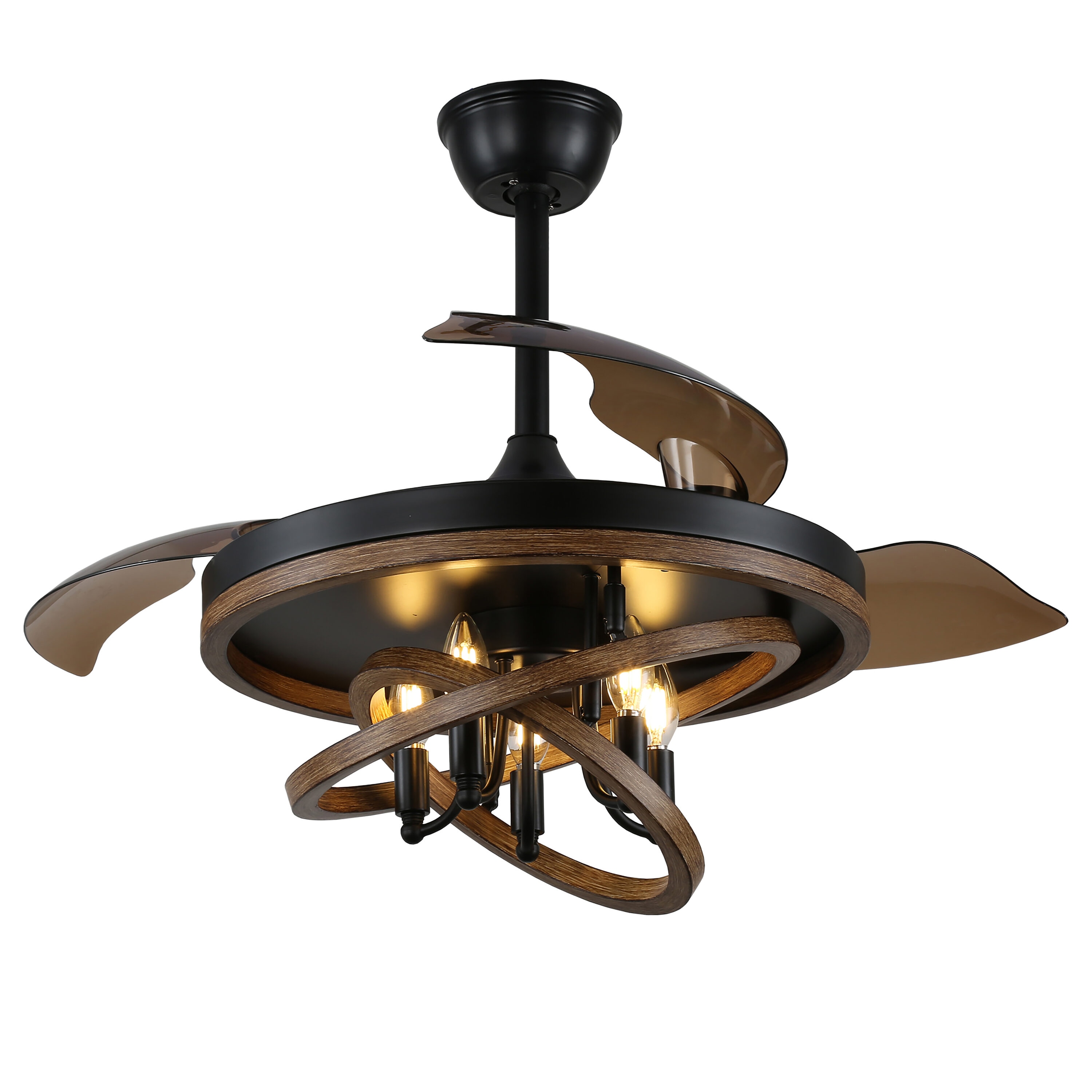Cusp Barn CS42DC66 Minal 42-in Black with ABS Plastic Blades Cage Ceiling Fan Without Light - Remote Included ( 3 -Blade )