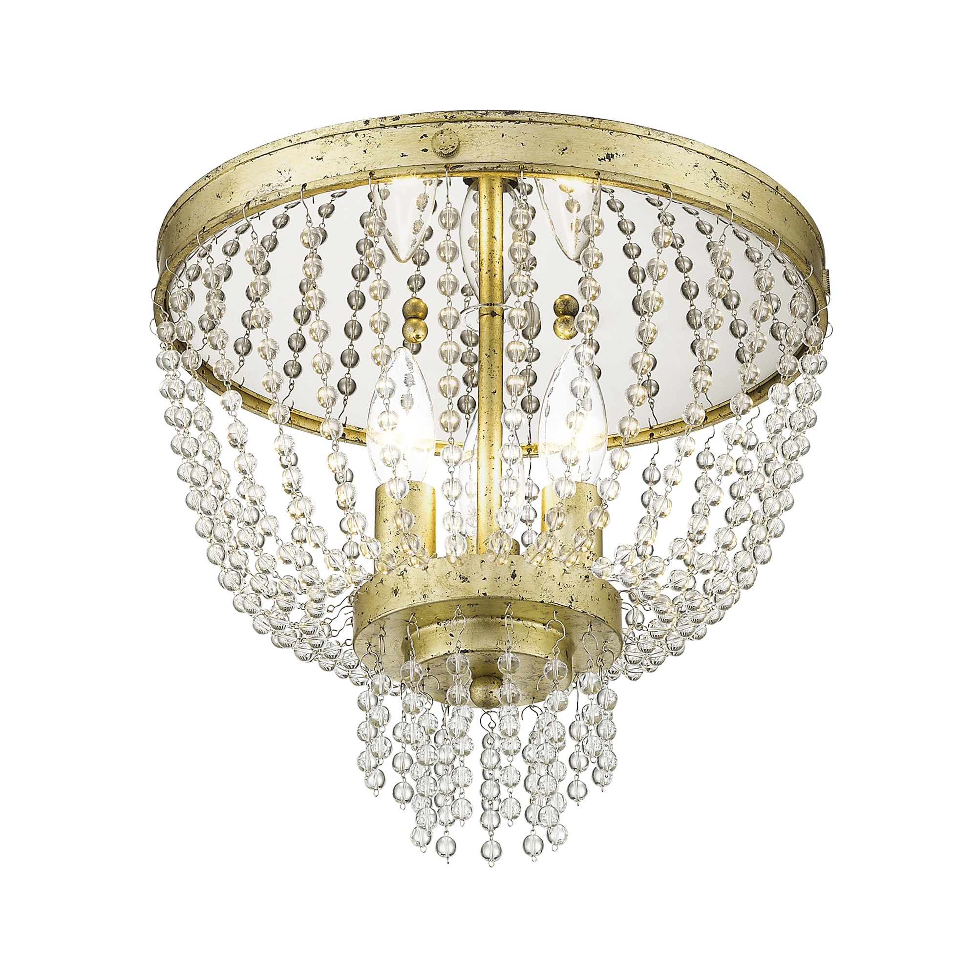 Winter Gold 3-Light Crystal Flush Mount for Indoor/Outdoor