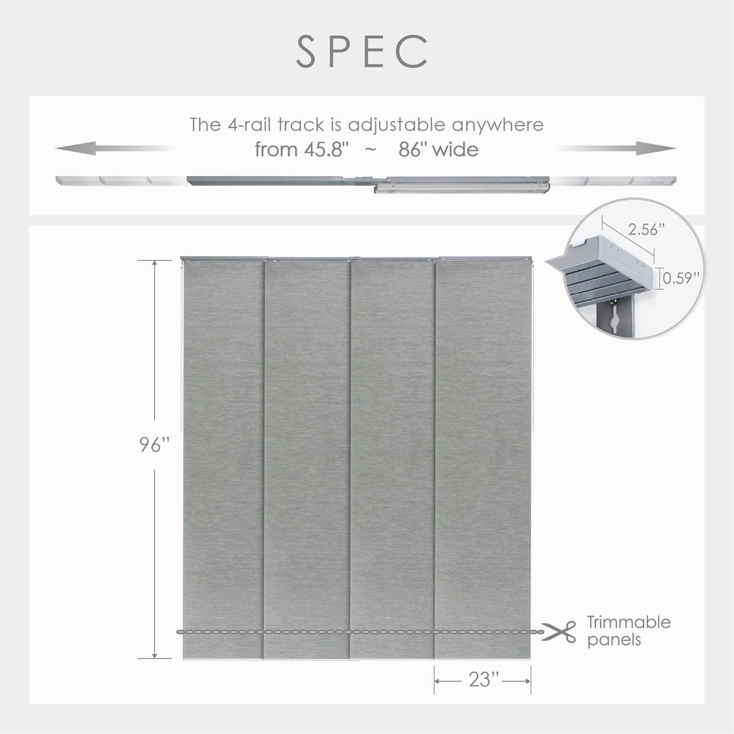 GoDear Design 4-Panel Single Rail 23-in Slat Width 86-in x 96-in ...