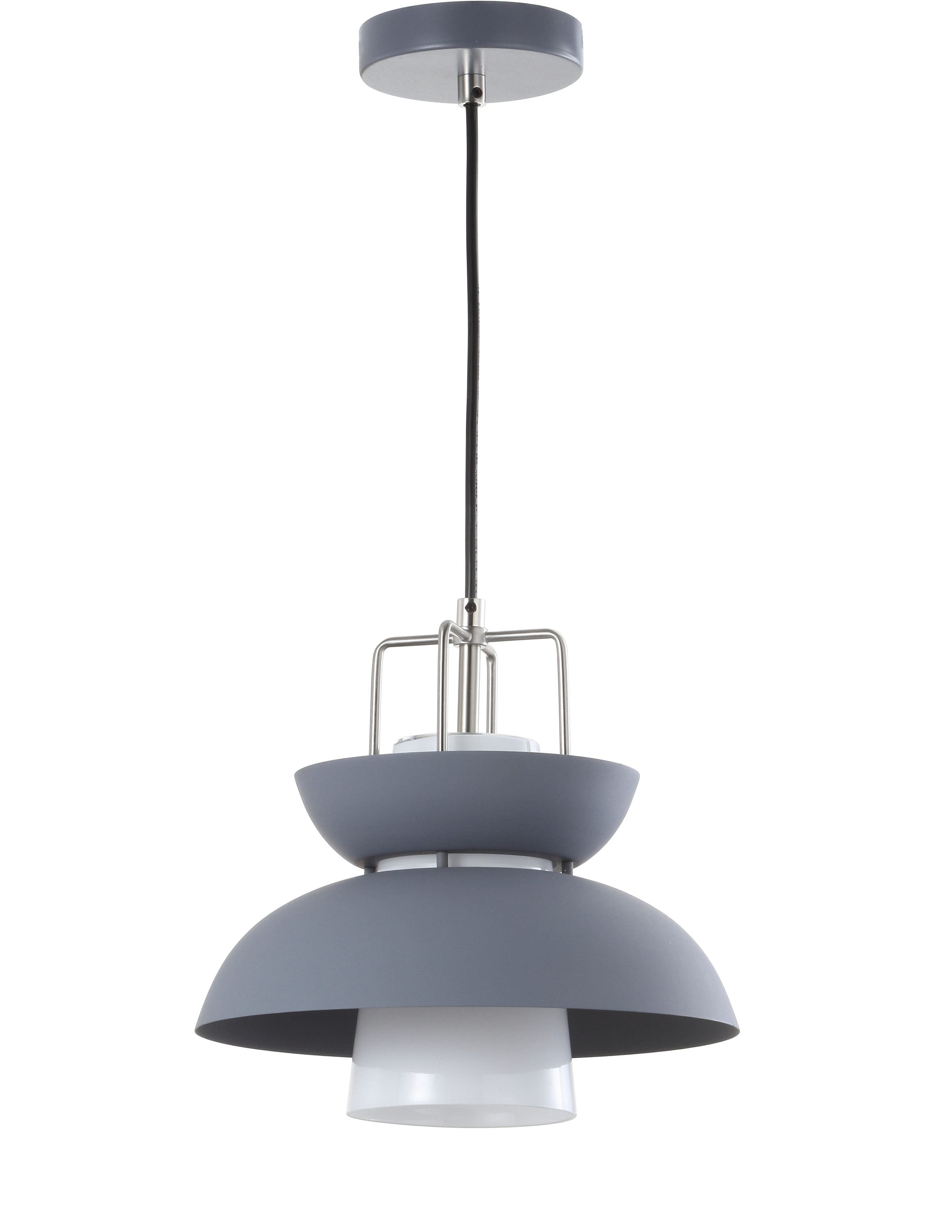 Paul 11" Adjustable Farmhouse Metal LED Pendant in Gray