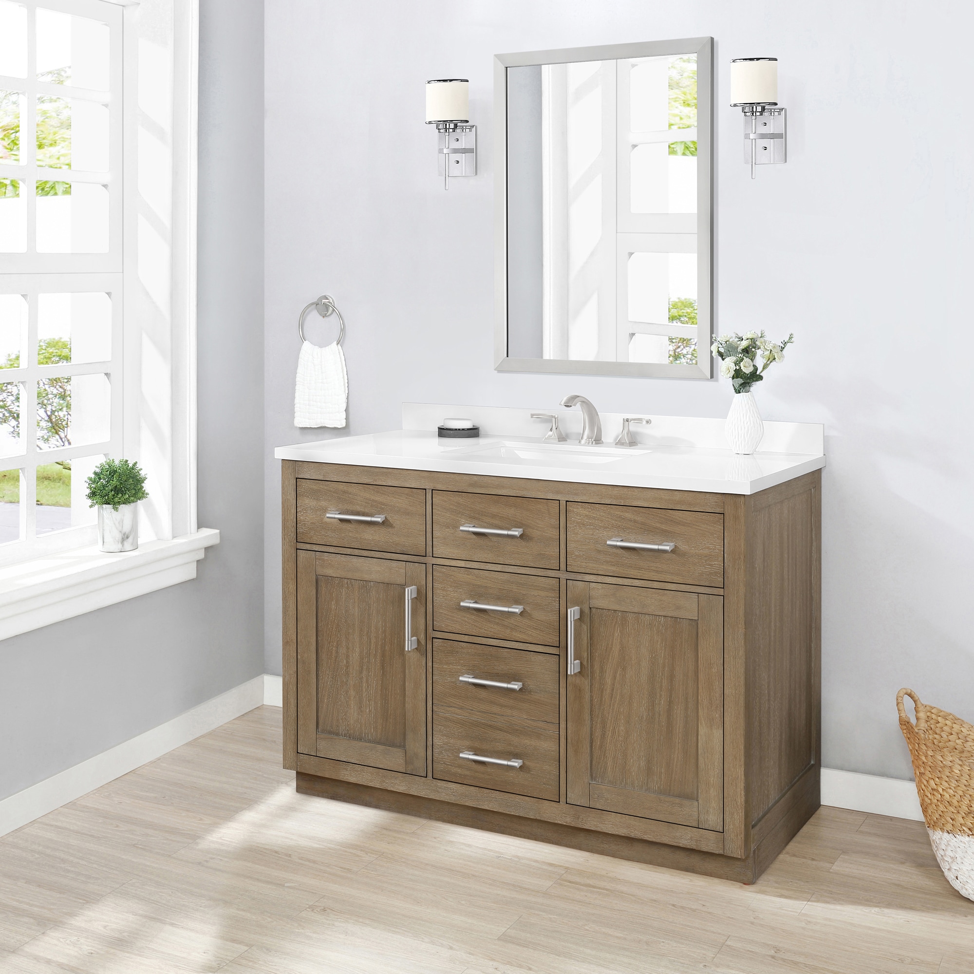 OVE Decors Bailey 48-in Driftwood Oak Undermount Single Sink Bathroom ...