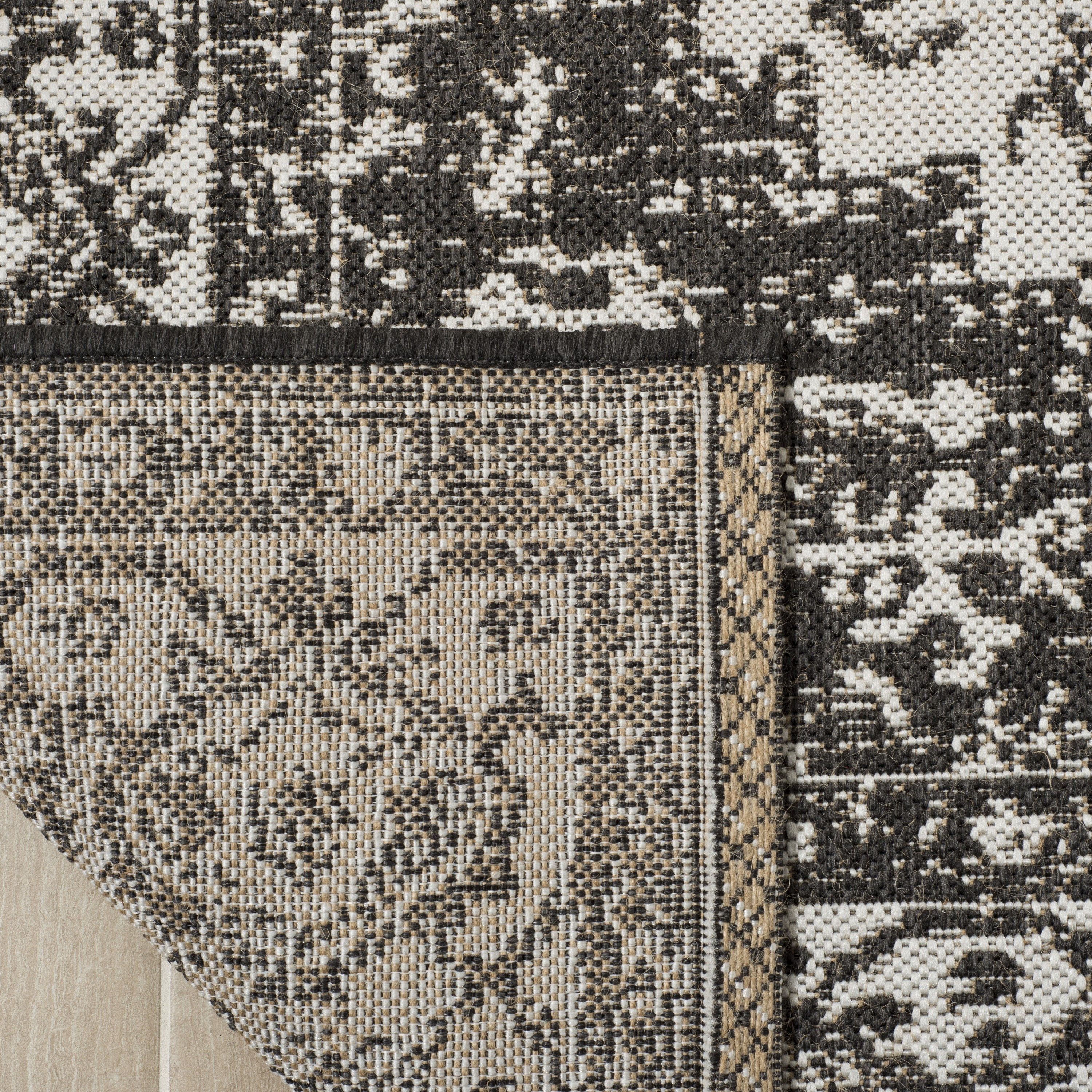 Elysian Black Synthetic 8' x 10' Reversible Flat Woven Rug