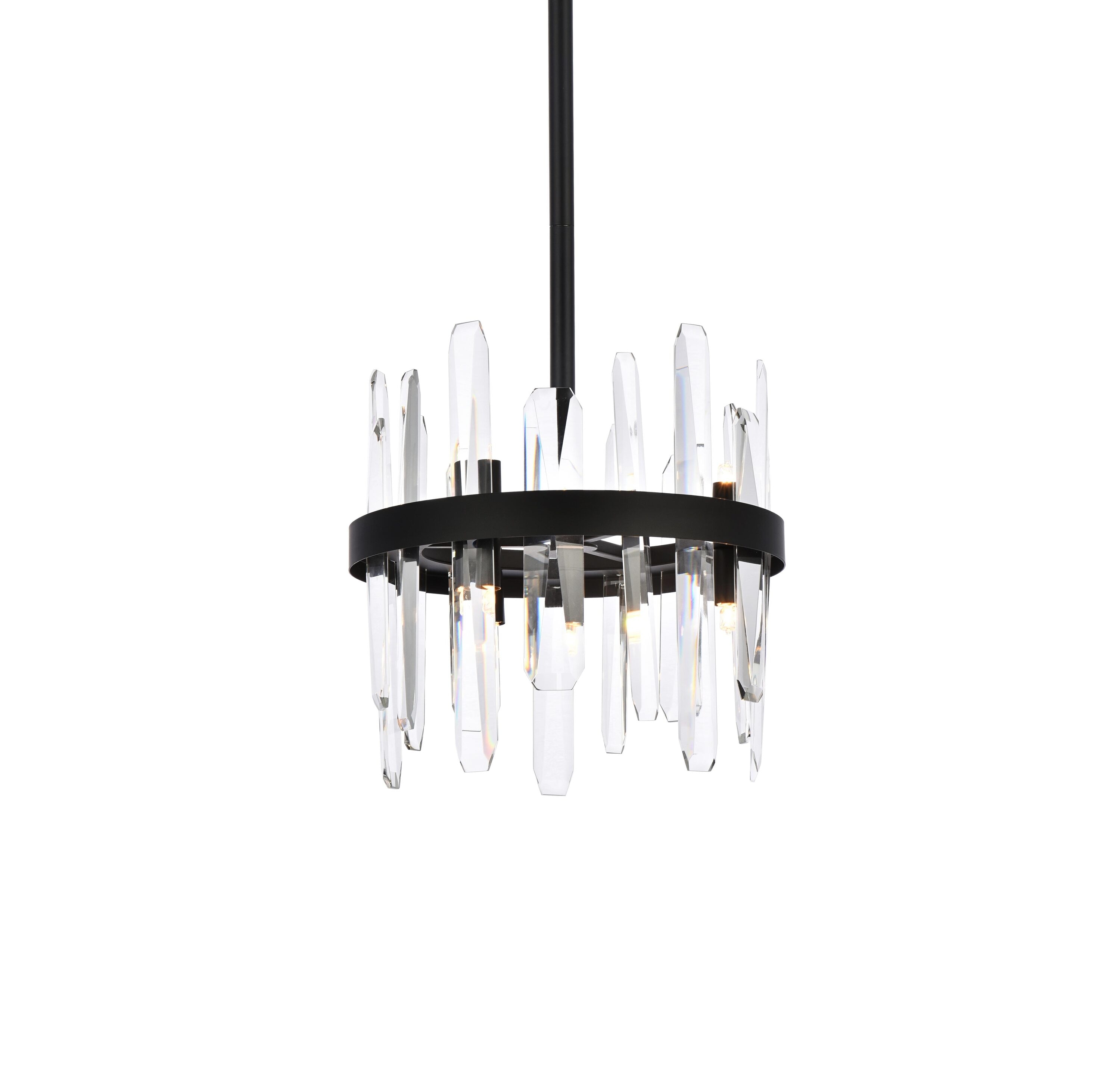 Serena Black Iron Pendant with Clear Crystal Prisms