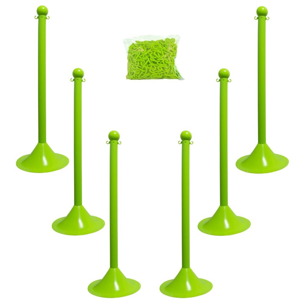Mr. Chain 71014-6 Safety Green Light Duty Stanchion and Chain Kit