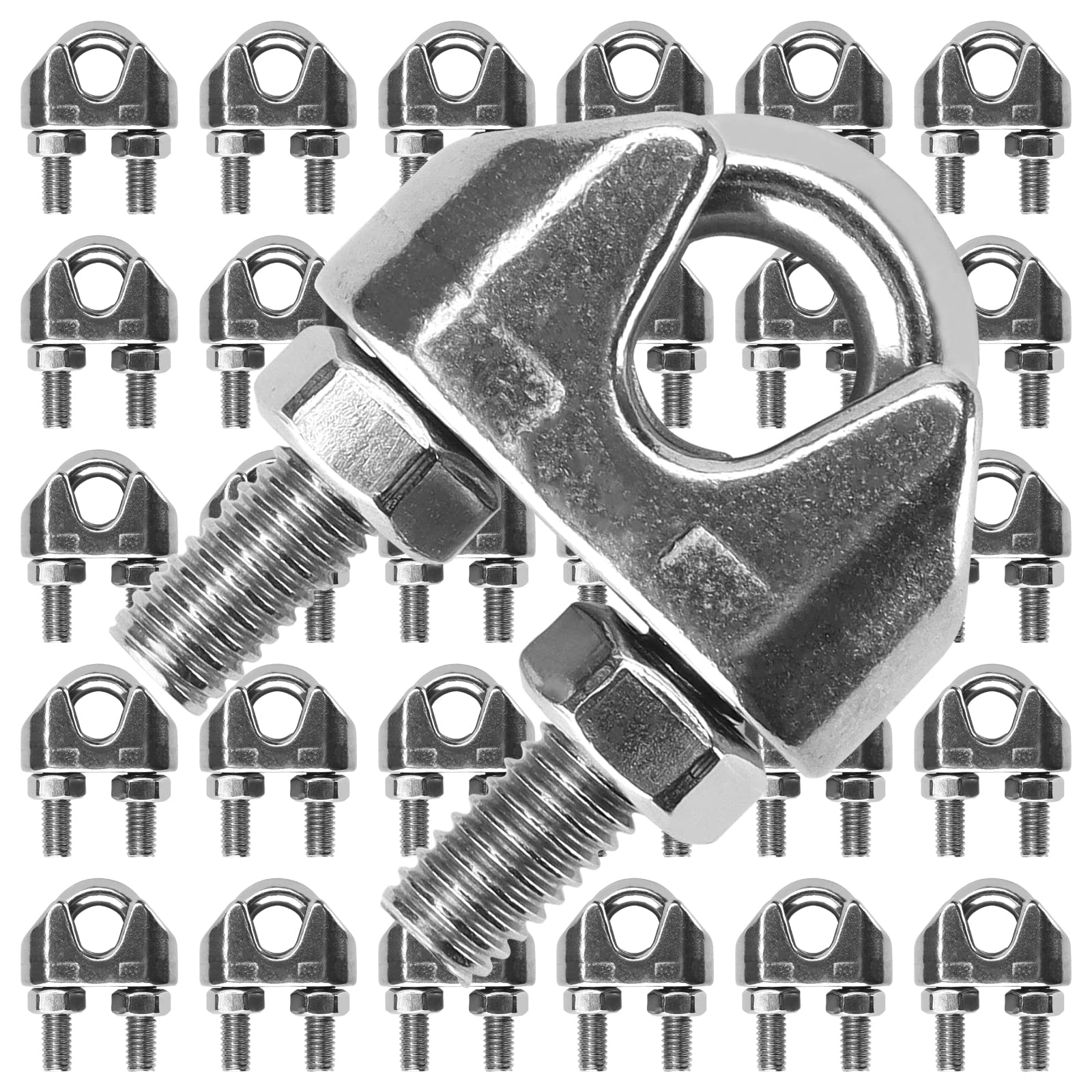 KHKFY 30 Pack 5 16 Inch M8 Stainless Steel Wire Rope Clamps U Bolt Saddle Fasteners for Cable and Wire Rigging durable home #LKH0826B344