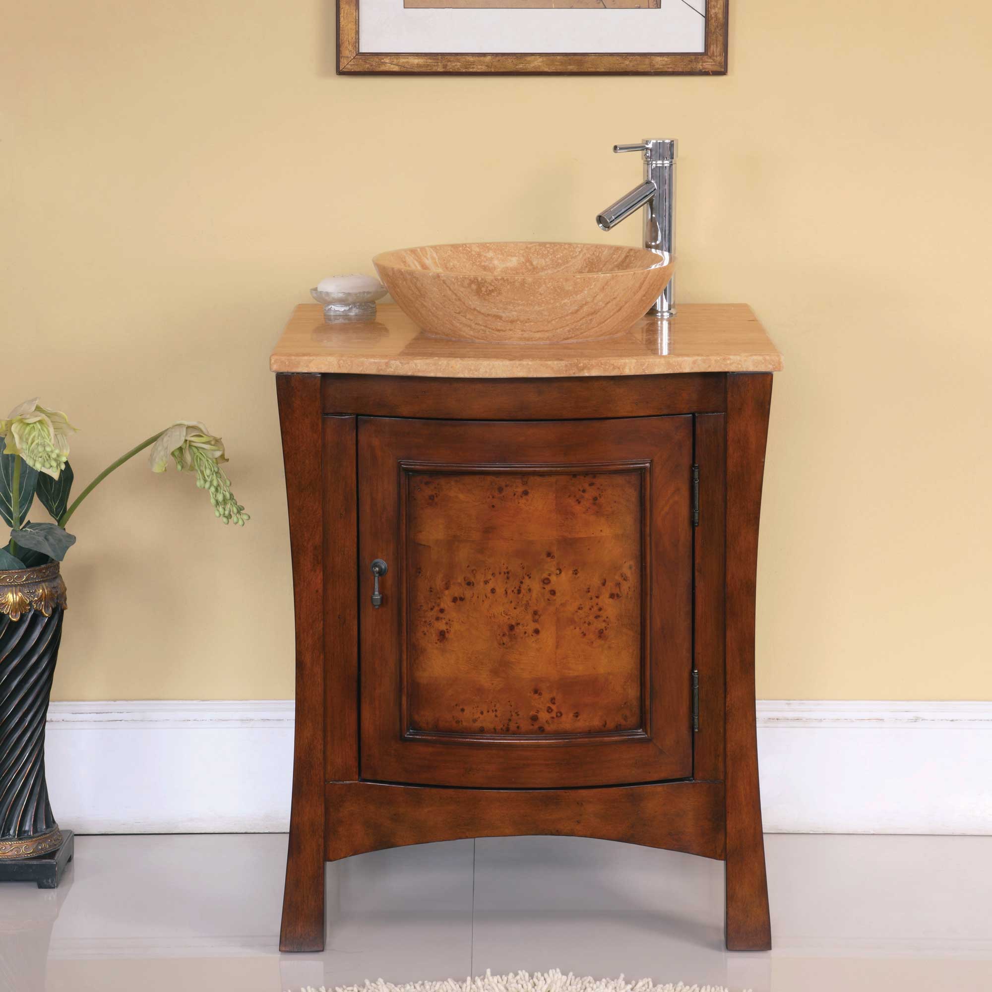 Silkroad Exclusive 26-in Red Chestnut Single Sink Bathroom