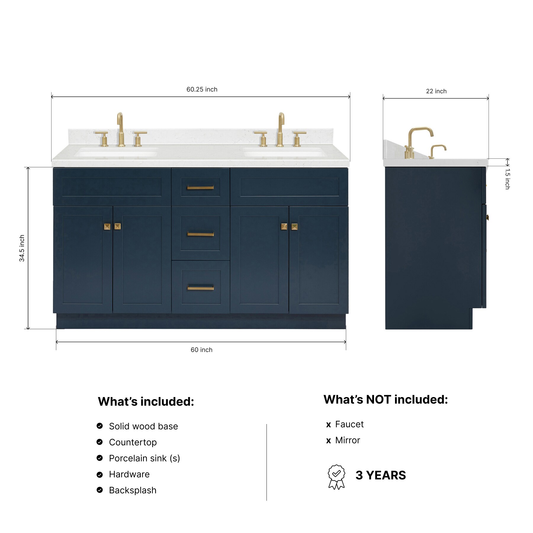 ARIEL F060DCQRVOMNB Bath-Vanity-Combo - View #3