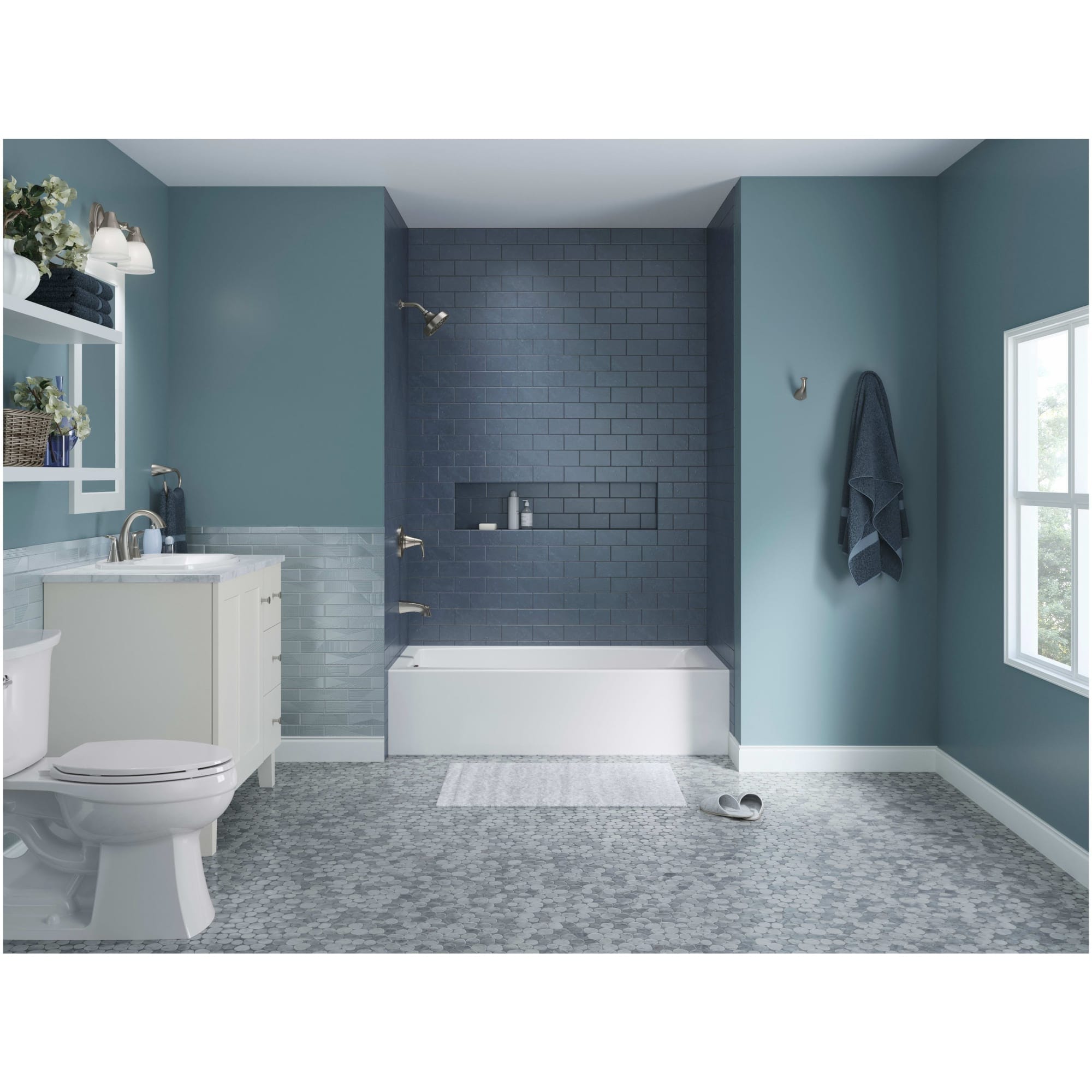 White Acrylic 60-Inch Alcove Bath with Left Hand Drain