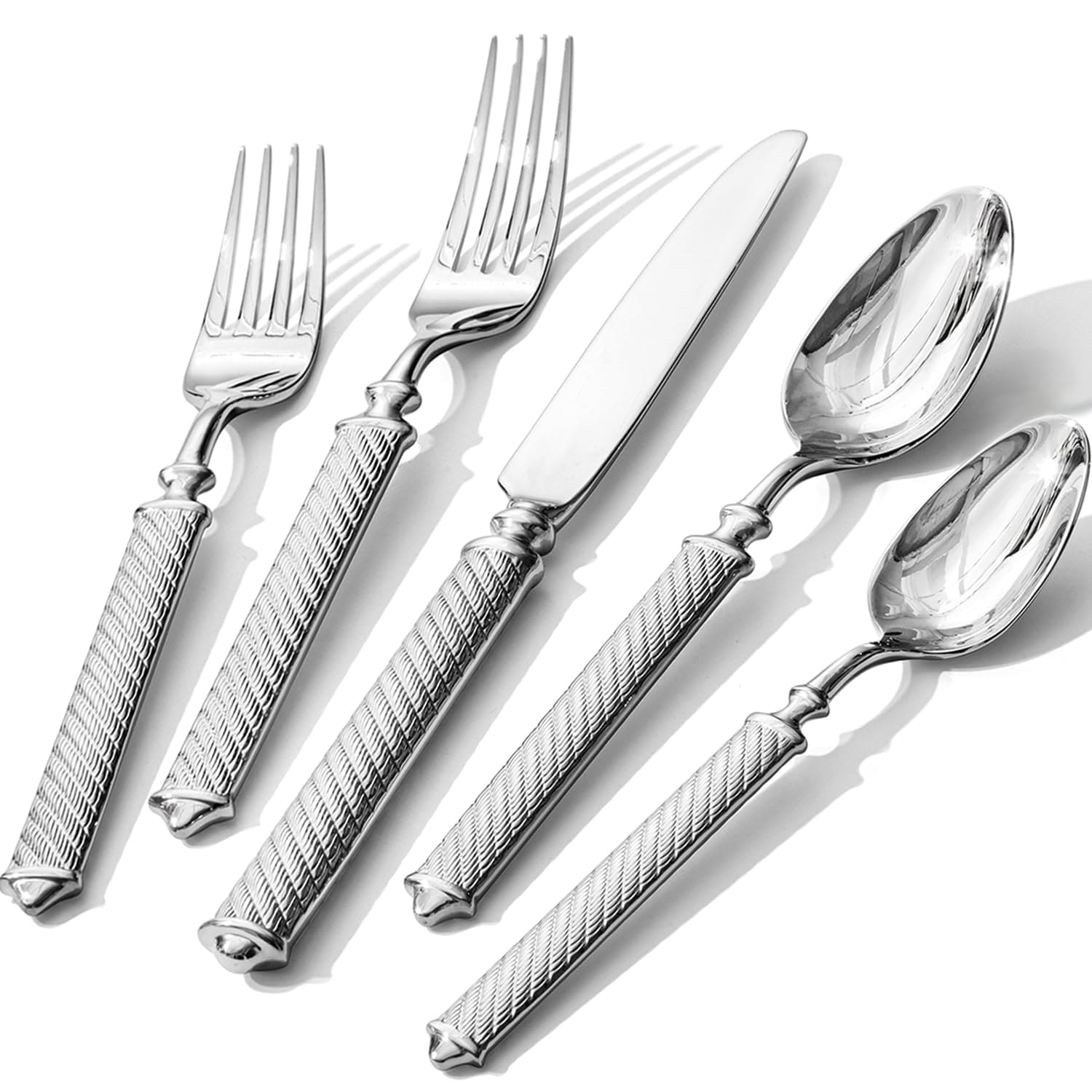 Aoibox  Retro Rope Pattern 40 Piece Flatware Set in 18 10 Stainless with Texture Handles Dishwasher Safe at home