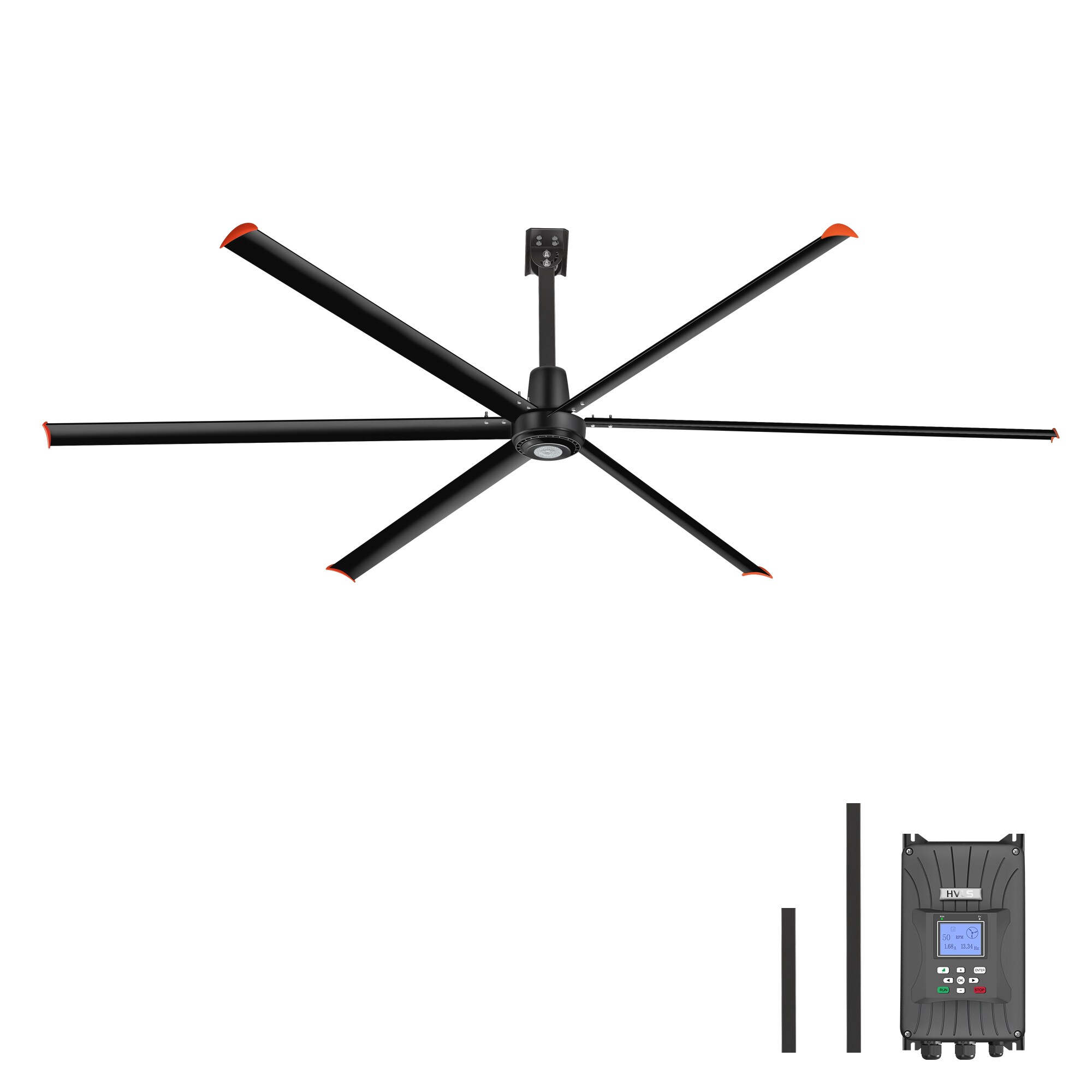 Breezary HVLS Industrial PMSM 144-in Black Ceiling Fan Without Light and Wall Control Included Sansujyuku sansujyuku.com