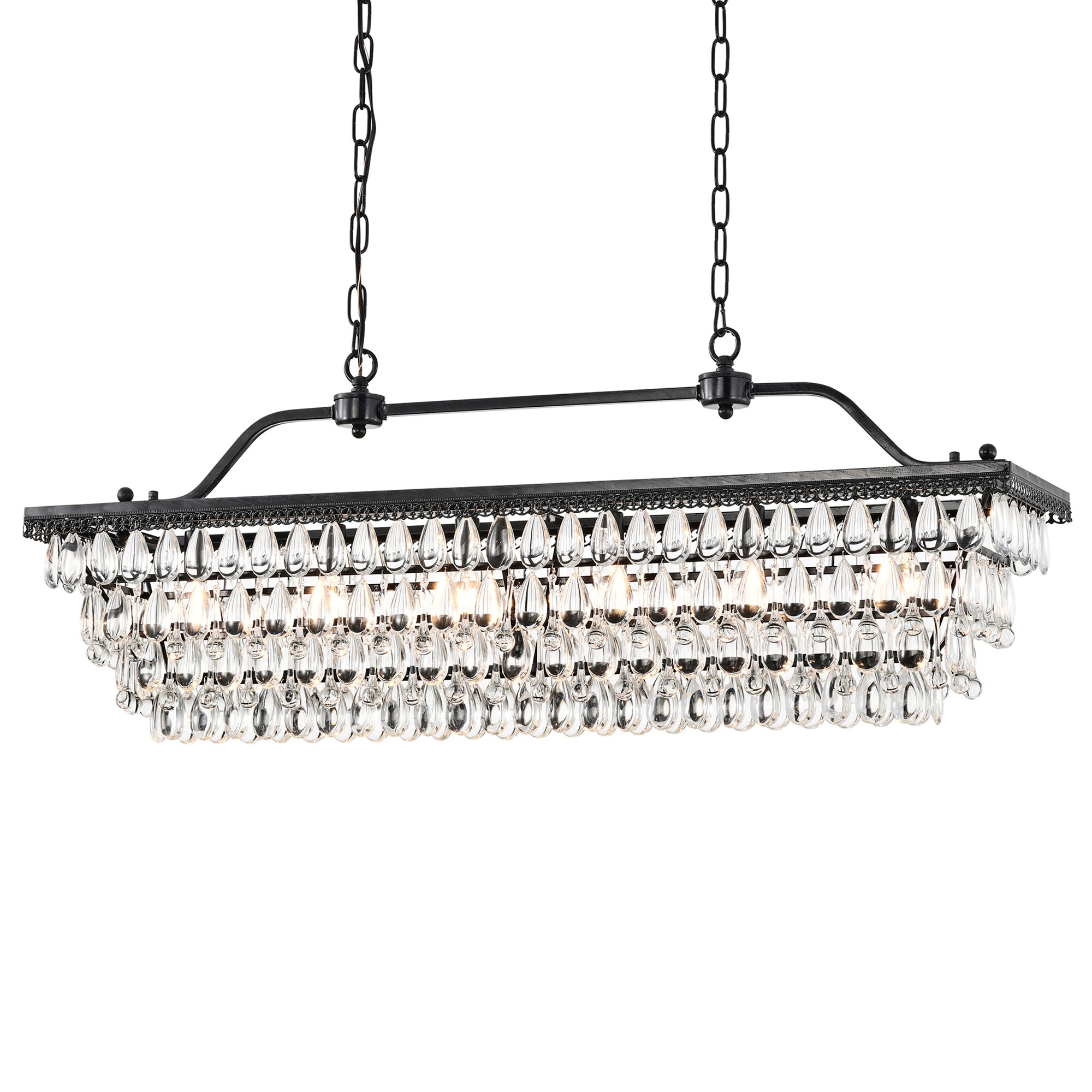 Edvivi EPD3615BK 6 -Light Antique Black Glam Crystal For Use in Bedrooms, Dining Rooms, Foyers, Kitchens, Living Rooms Chandelier