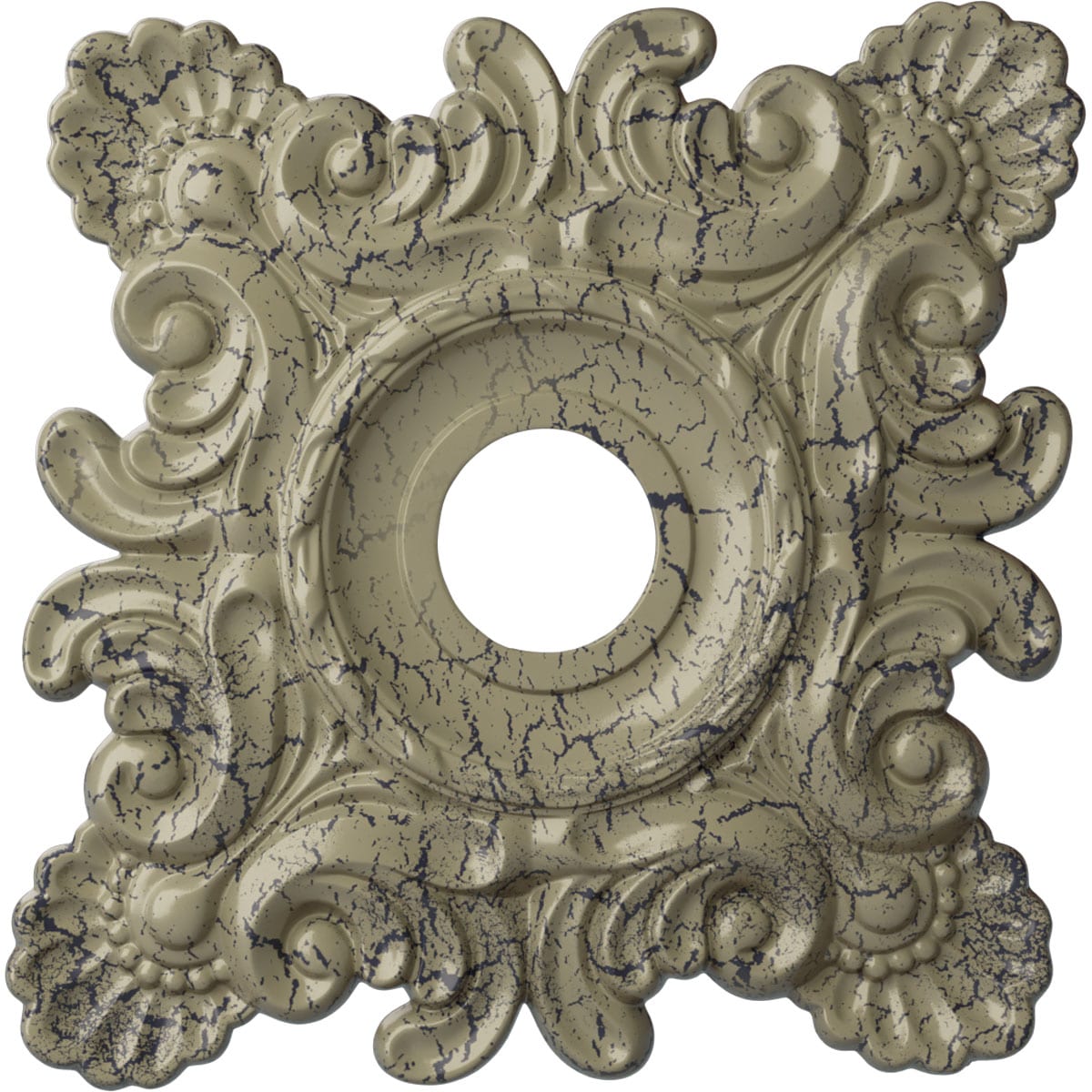 Ekena Millwork CM18CRCSC Crawley 18-Inches W x 18-Inches L Painted Castle Stone Crackle Polyurethane Whole Ceiling Medallion