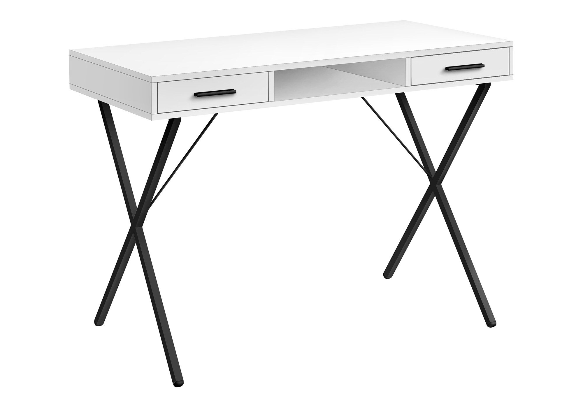 Tatayosi JL-219951 42 Inch White Modern Computer Desk with X Frame and Triple Storage