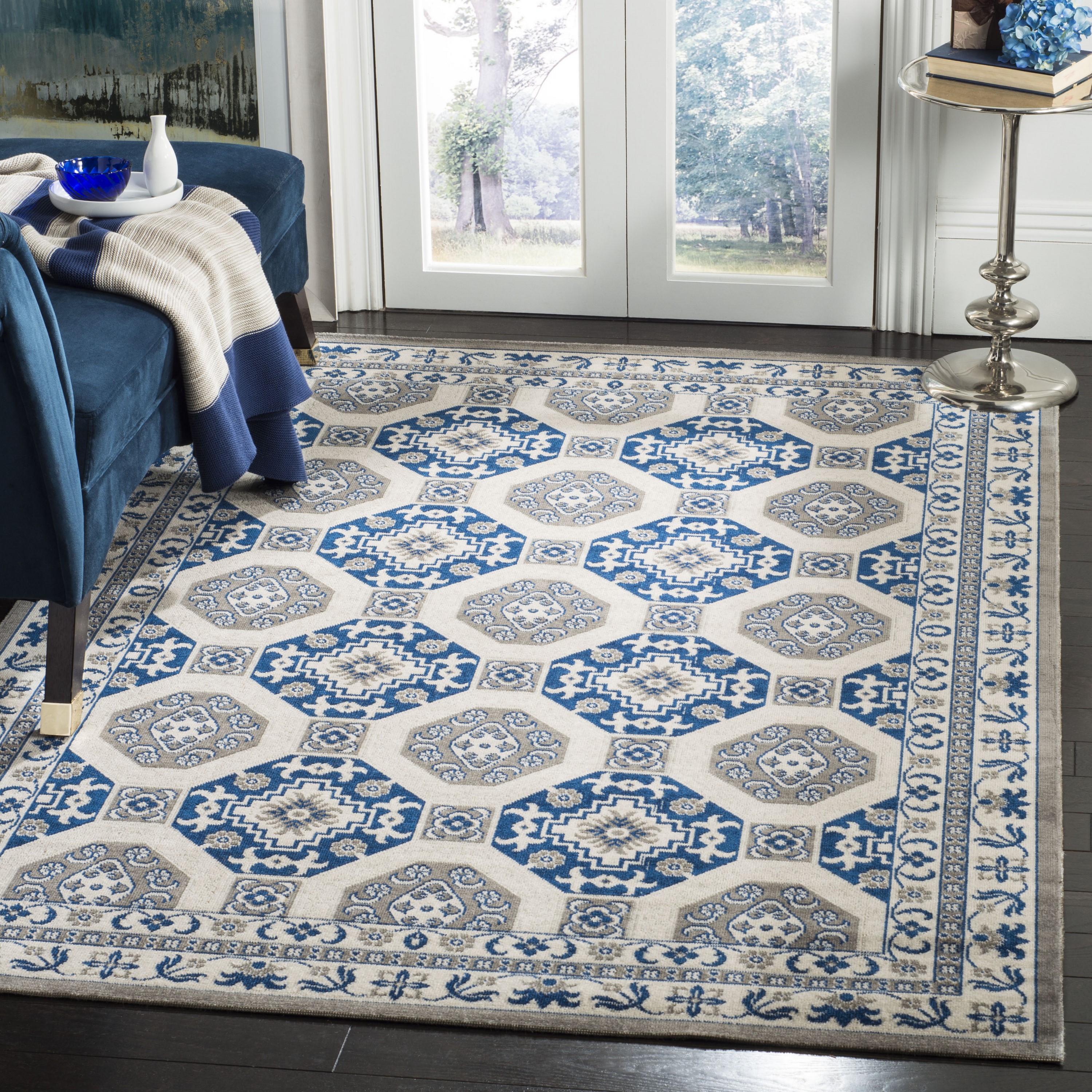 Safavieh Phoenix Nuri 3 x 5 Gray/Blue Indoor Abstract Vintage Throw Rug