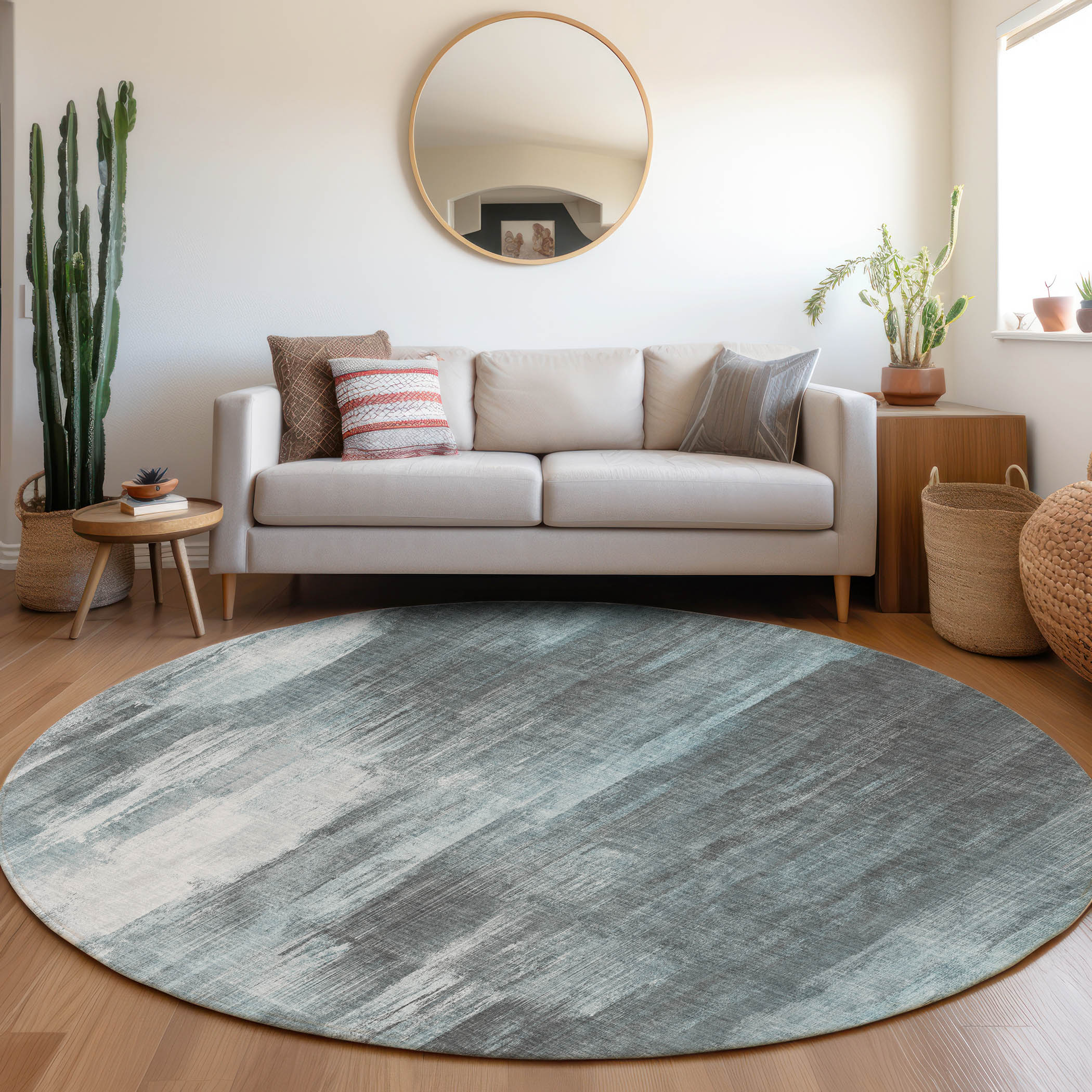 Addison Rugs ACN567TE8RO Chantille ACN567TE 8 x 8 (ft) Polyester Teal Round Indoor/Outdoor Geometric Machine washable Area rug