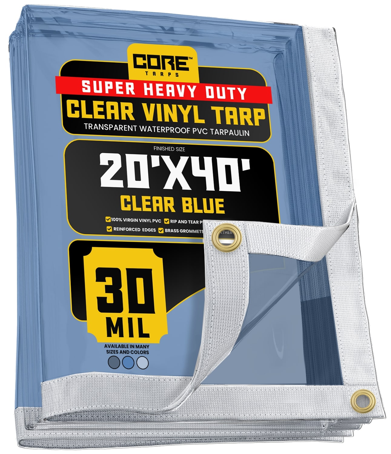 Core Tarps CT-203-20X40 20-ft x 40-ft Blue Commercial Vinyl 30-Mils Tarp