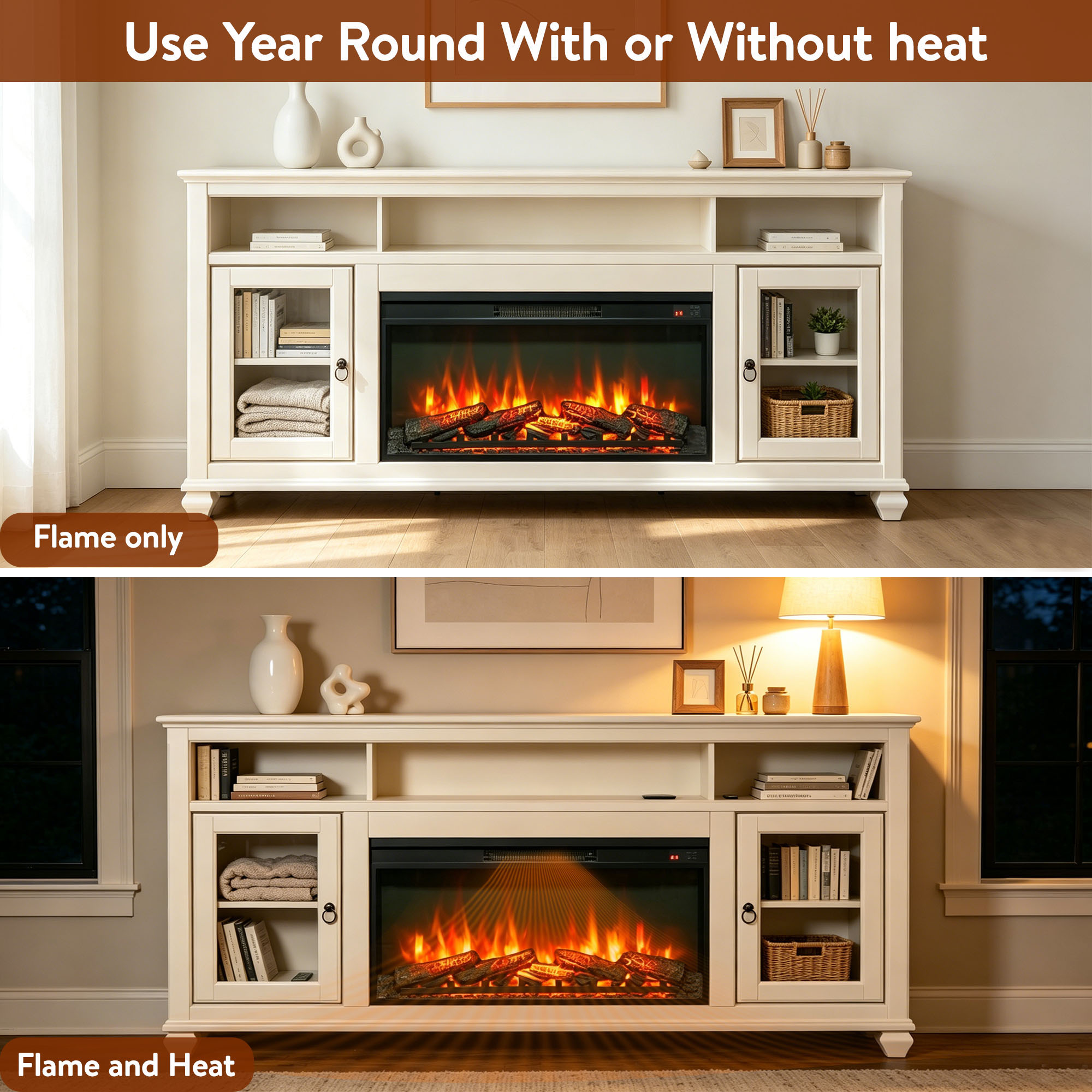 ToolCat 36 in electric fireplace insert, ultra th in heater with log ...