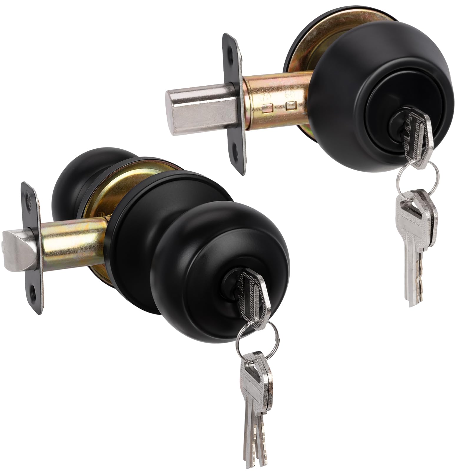 SenQWFa  Satin Nickel Exterior Door Knob and Deadbolt Lock Set Keyed Alike for Front Door Entry with Adjustable Latch Fits Standard Door Thickness