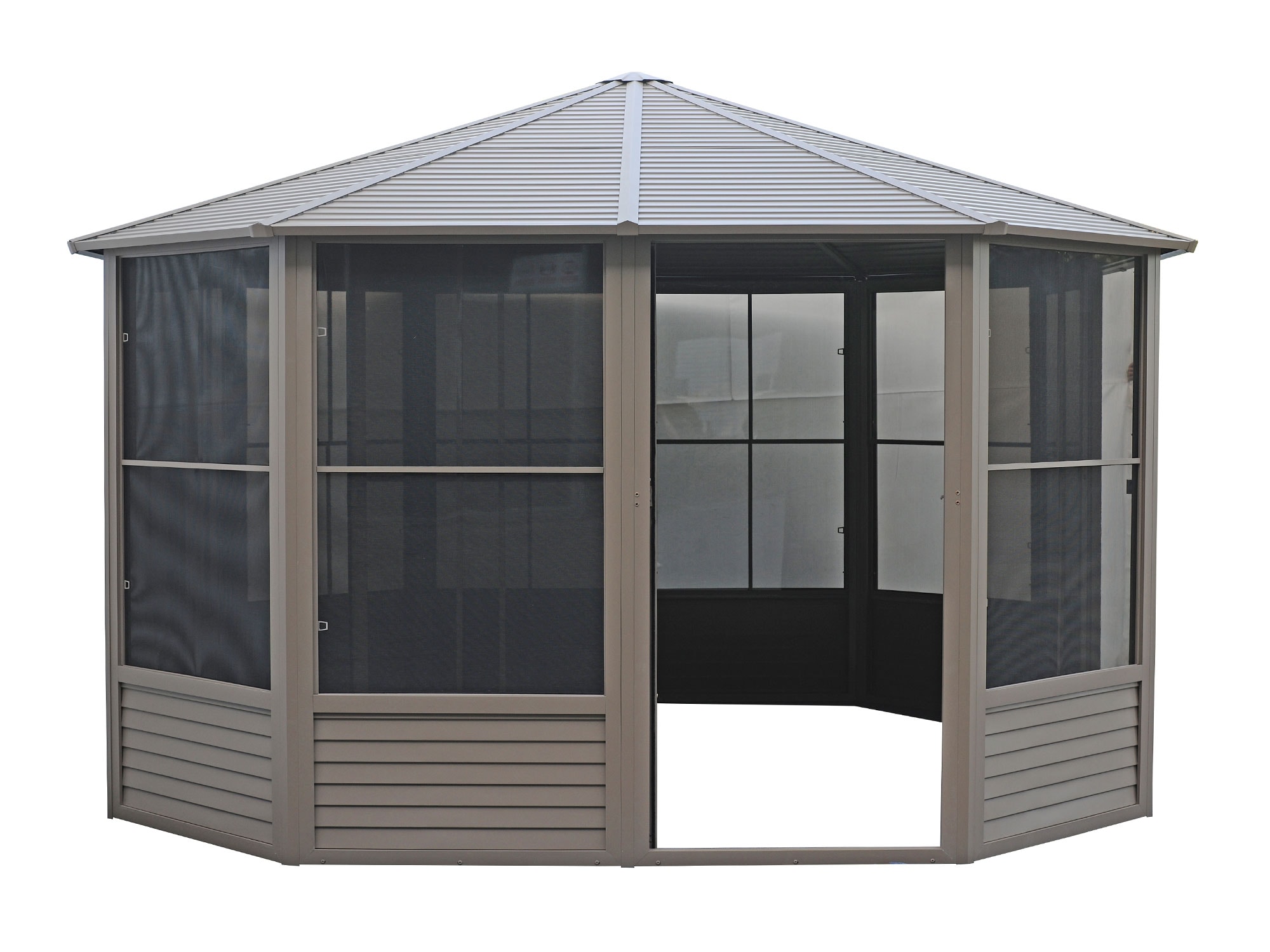 Sand 12 ft x 12 ft Aluminum and Steel Octagonal Solarium