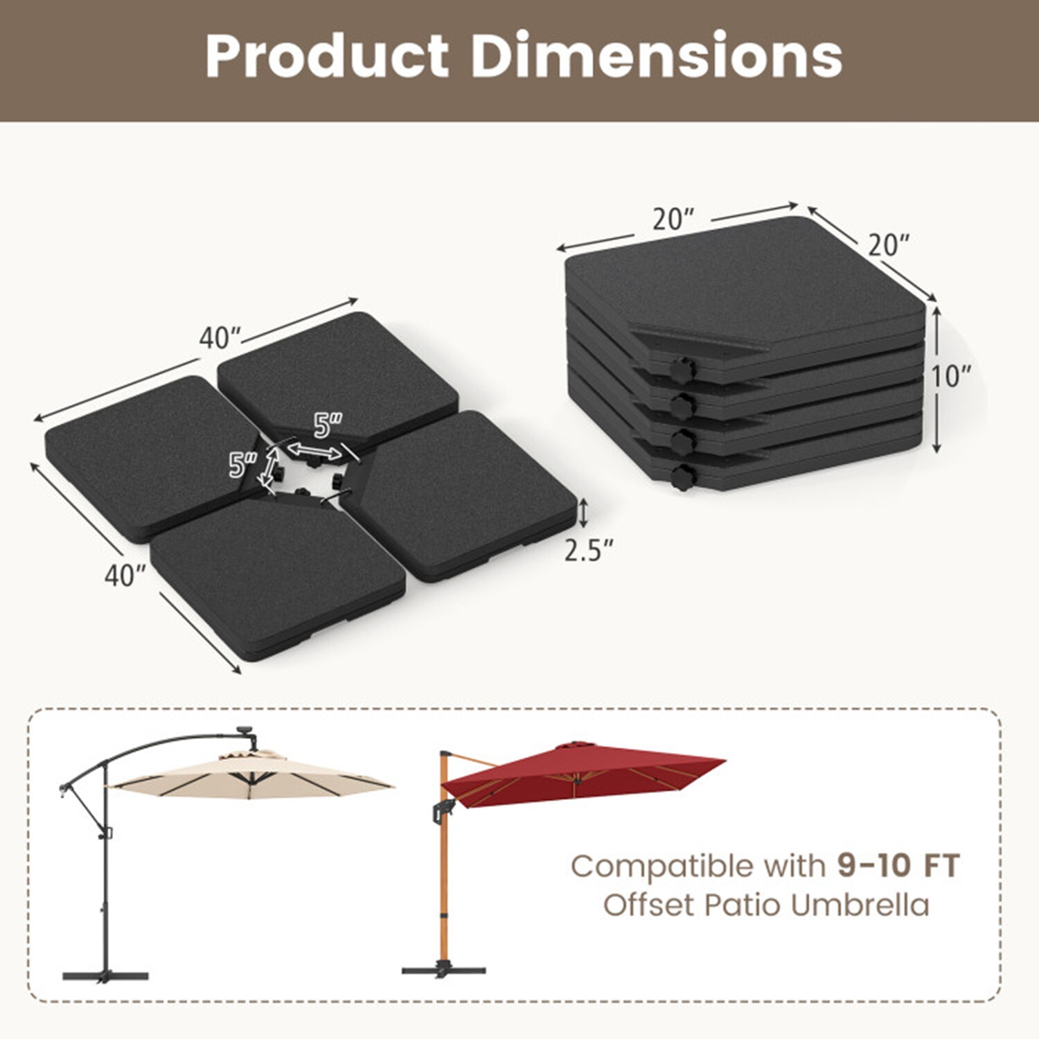 Mondawe MO-121833P Umbrella-Bases - View #5
