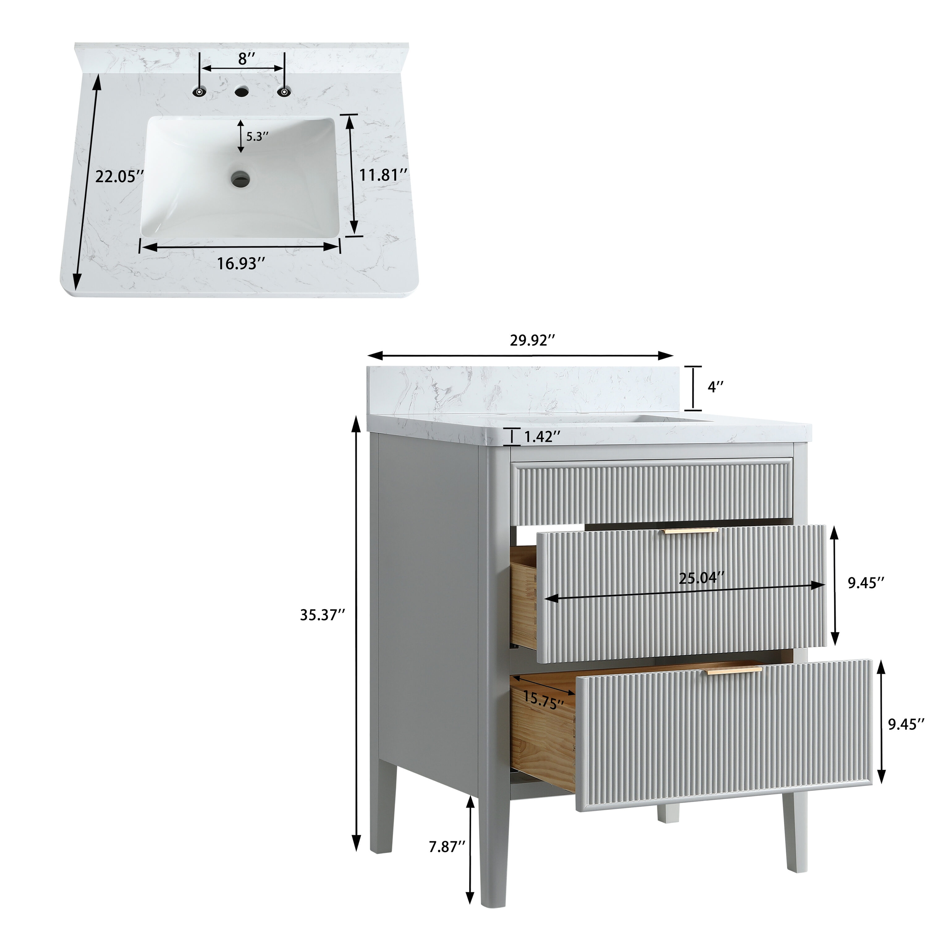 WELLFOR WA-8848-DH Bath-Vanity-Combo - View #6