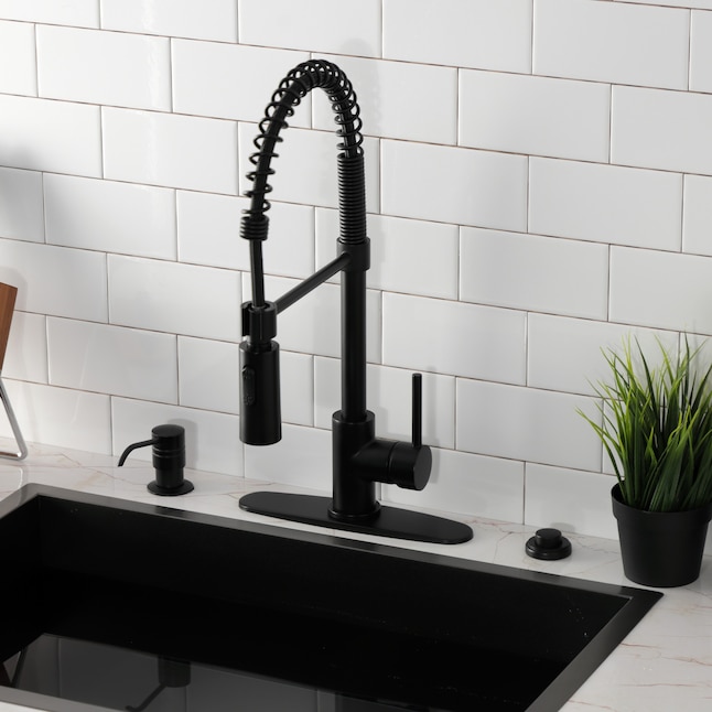 Kingston Brass Concord Black and Chrome 1-Handle Deck-Mount Pull-Out Handle Kitchen Faucet (Deck Plate Included) Kingston Brass Concord Black and Chrome 1-Handle Deck-Mount Pull-Out Handle Kitchen Faucet (Deck Plate Included)